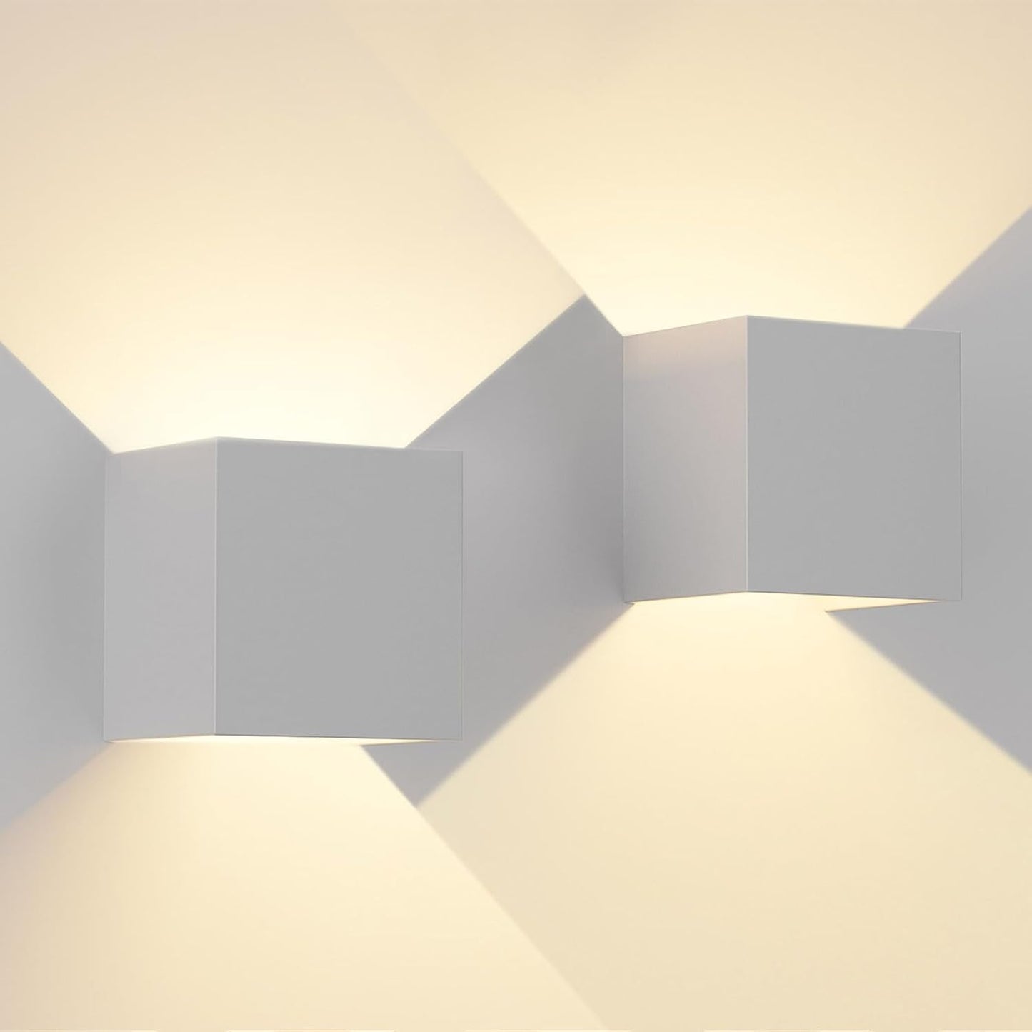 Applique Da Parete Interno, Applique Da Esterno, 12W Applique LED Da Parete Interno, 3000K Luce Bianca Calda, Fascio Regolabile, Bianco Applique LED Da Esterno, IP65 Lampada Da Esterno 2 Pezzi
