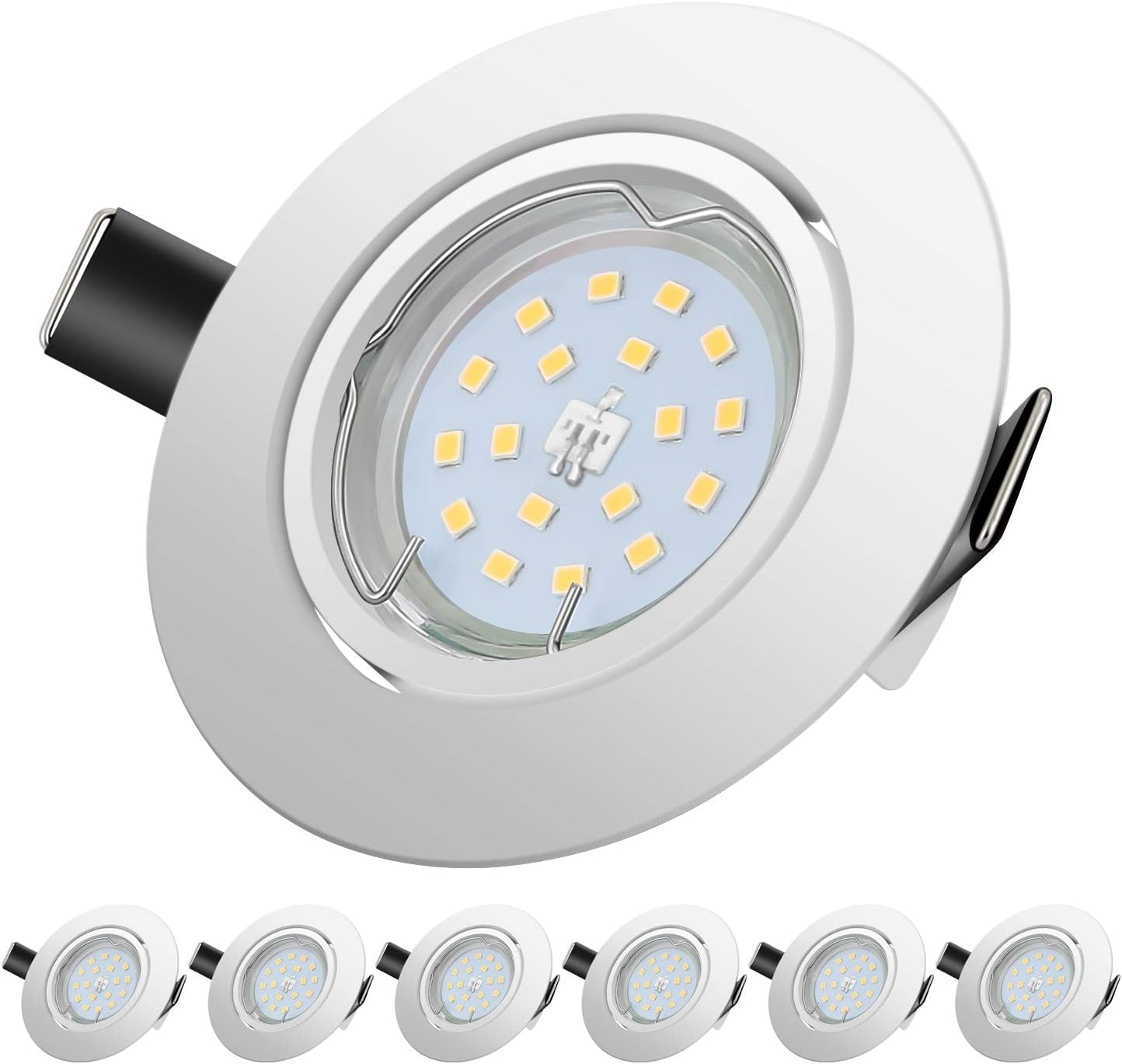 Faretti LED Da Incasso per Cartongesso,5 W Equivalenti a 60 W,Luce Bianco Caldo 2700K 600LM Orientabili 120 Gradi AC 220-240V (Set Da 6 2700K Rotonde Bianche)