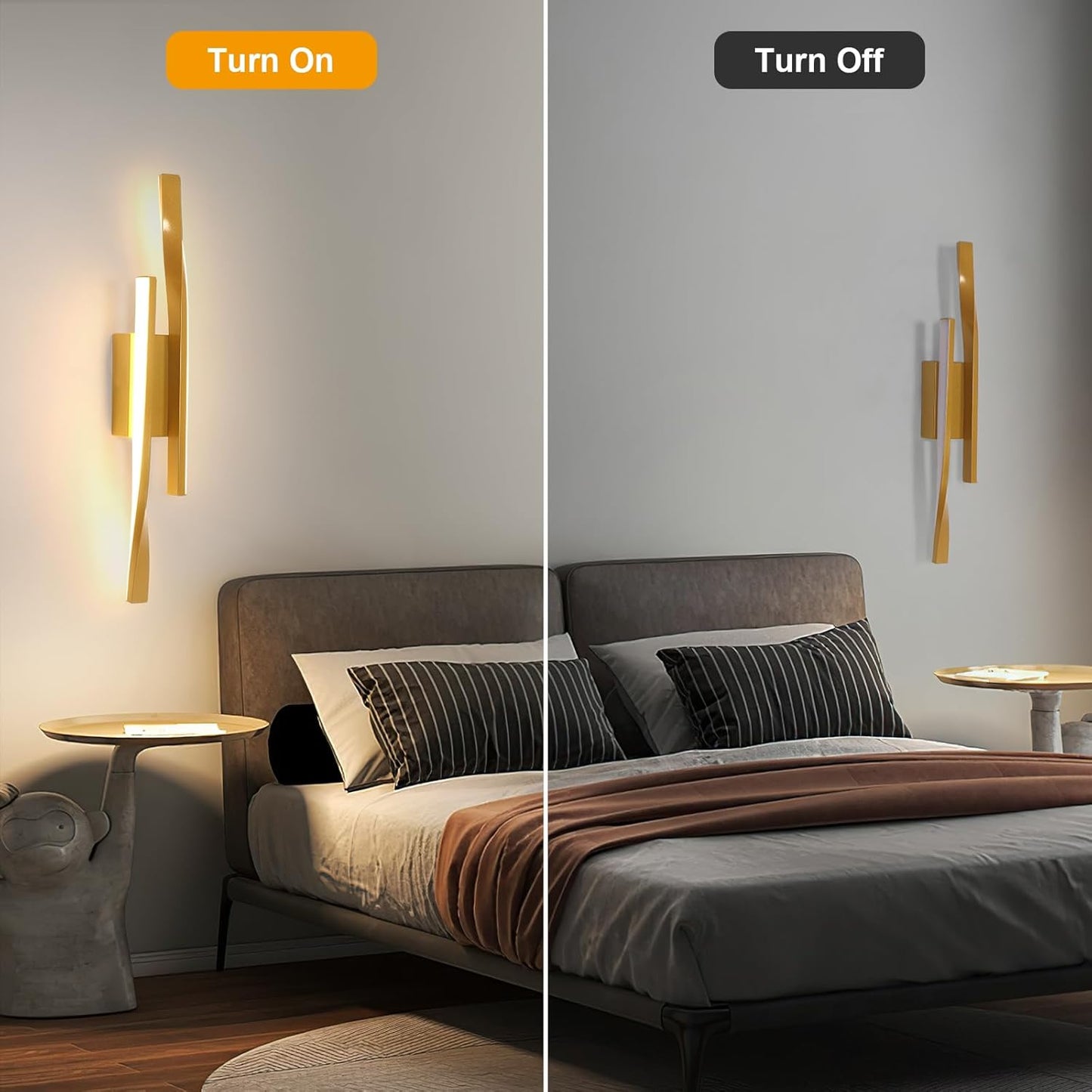 Applique Da Parete Interno, 16W 1800Lm Lampada Da Parete LED Moderno, Creativo Lampada a Muro Luce in Acrilico per Soggiorno, Camera Da Letto, Scala, Corridoi, Bianco Caldo 3000K, Oro