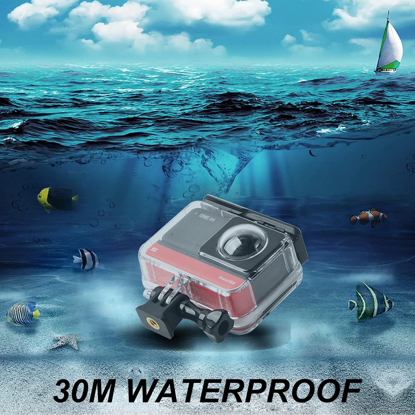 Custodia Impermeabile per Insta360 ONE RS Twin Edition, Guscio Protettivo Subacqueo 30 M Con Accessori per Staffa