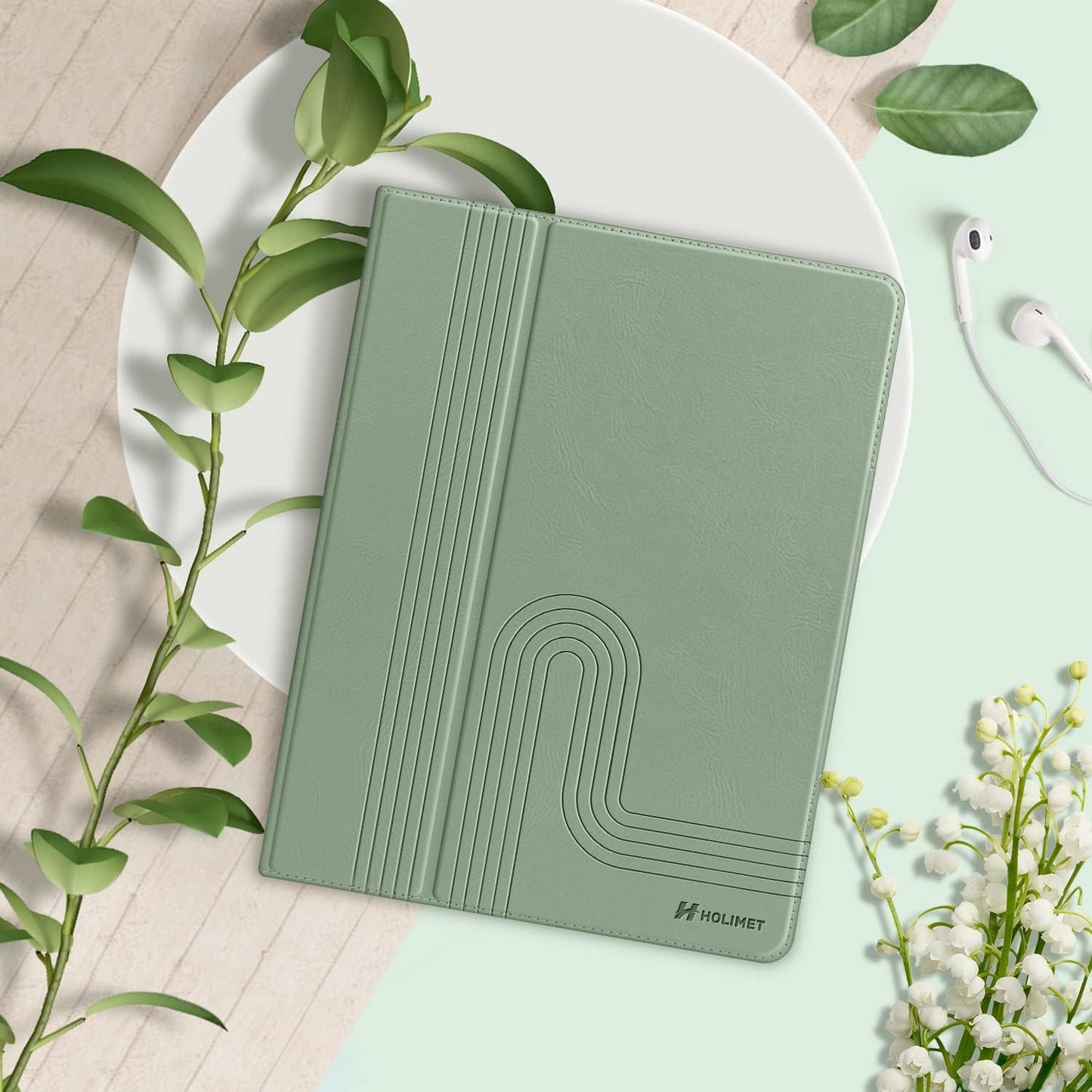 HOLIMET Custodia per Ipad Pro 11 2022 4 Generazione, 2021/2020/2018 (3/2/1A Gen) Ultra Smart Cover Con Pencil Holder per Pencil 2, Auto Svegliati/Sonno Case per Ipad Pro 11 Pollici - Verde