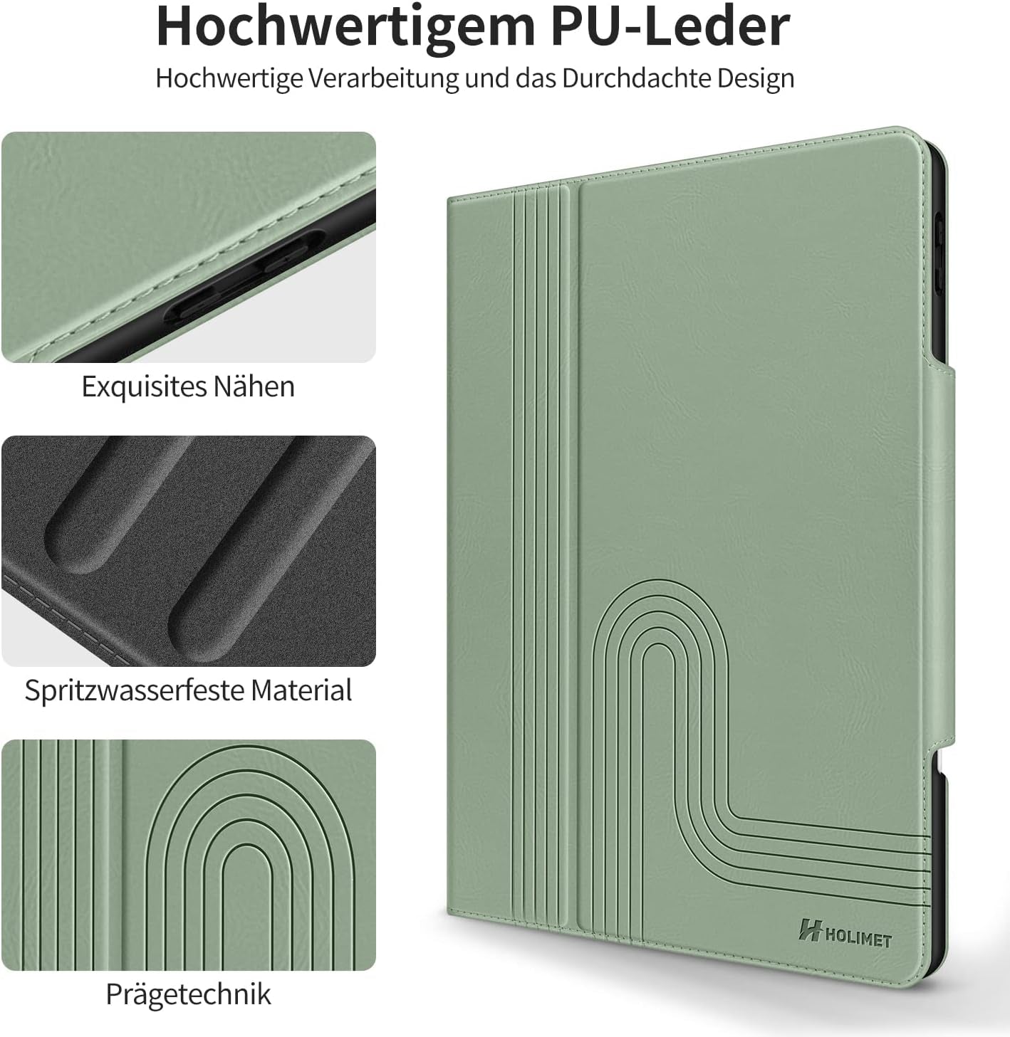 HOLIMET Custodia per Ipad Pro 12.9 2022 6 Generazione, 2022/2021/2020/2018 (6A/5A/4A/3A Gen) Ultra Smart Cover Con Pencil Holder per Pencil 2, Auto Svegliati/Sonno Case per Ipad Pro 12.9 Pollici Verde