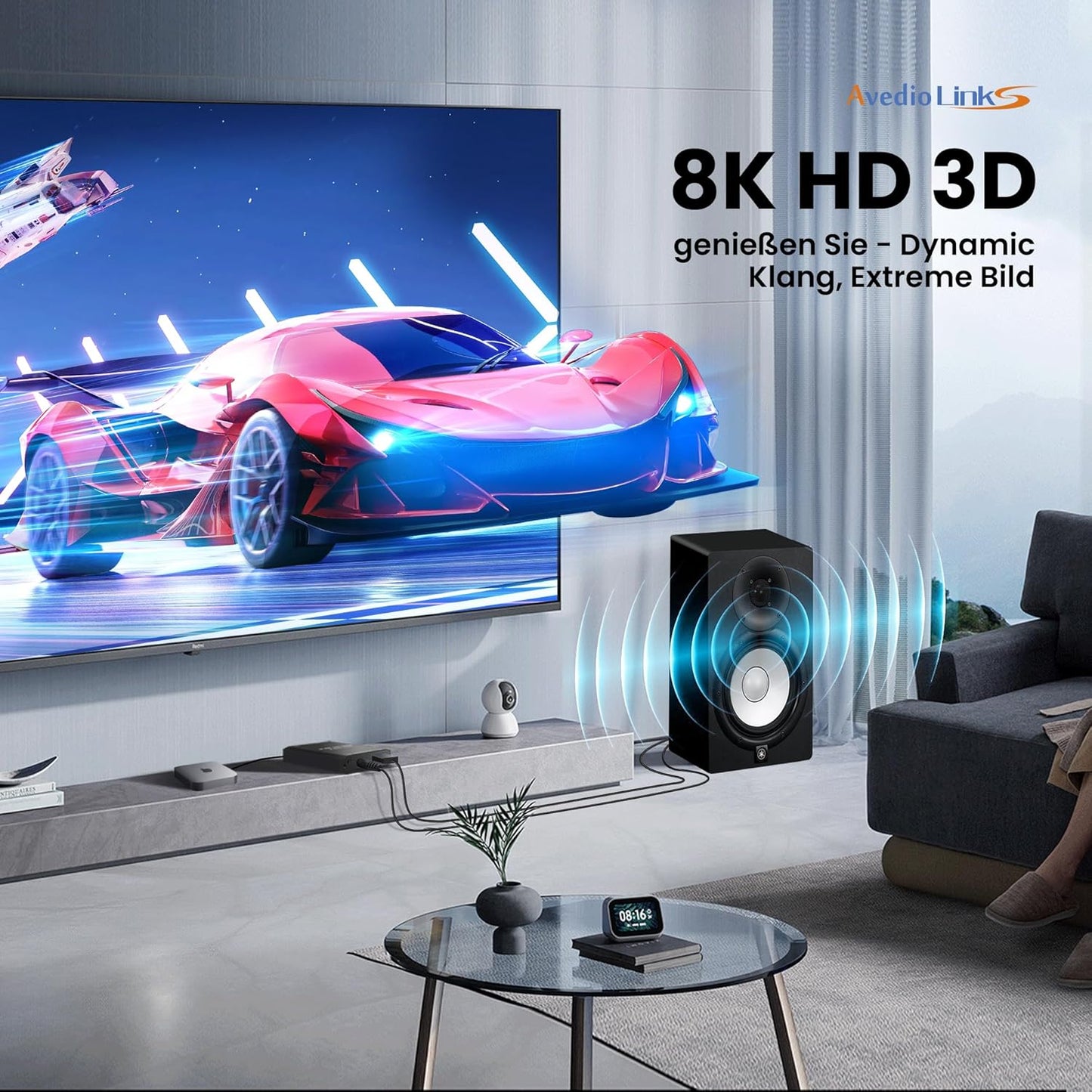 HDMI Audio Extractor, HDMI Splitter Audio Extractor 4K 120Hz, 8K HDMI a HDMI SPDIF 3.5Mm Stereo Converter Audio, HDMI ARC Adattatore Ottico per PS5, Xbox TV Cuffie Soundbar