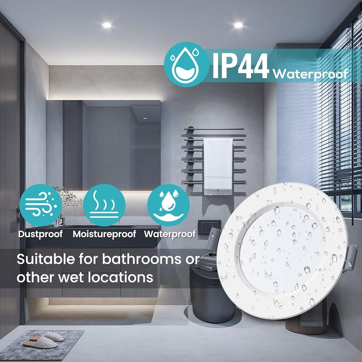 Faretto Da Incasso Led Flat 9W 690LM 2.55Mm Ultra Sottile, Spot Led 230V Bianco Caldo 3000K Faretto Da Incasso Led Dimmerabile, Ritaglio Ø120-130Mm, Confezione Da 6