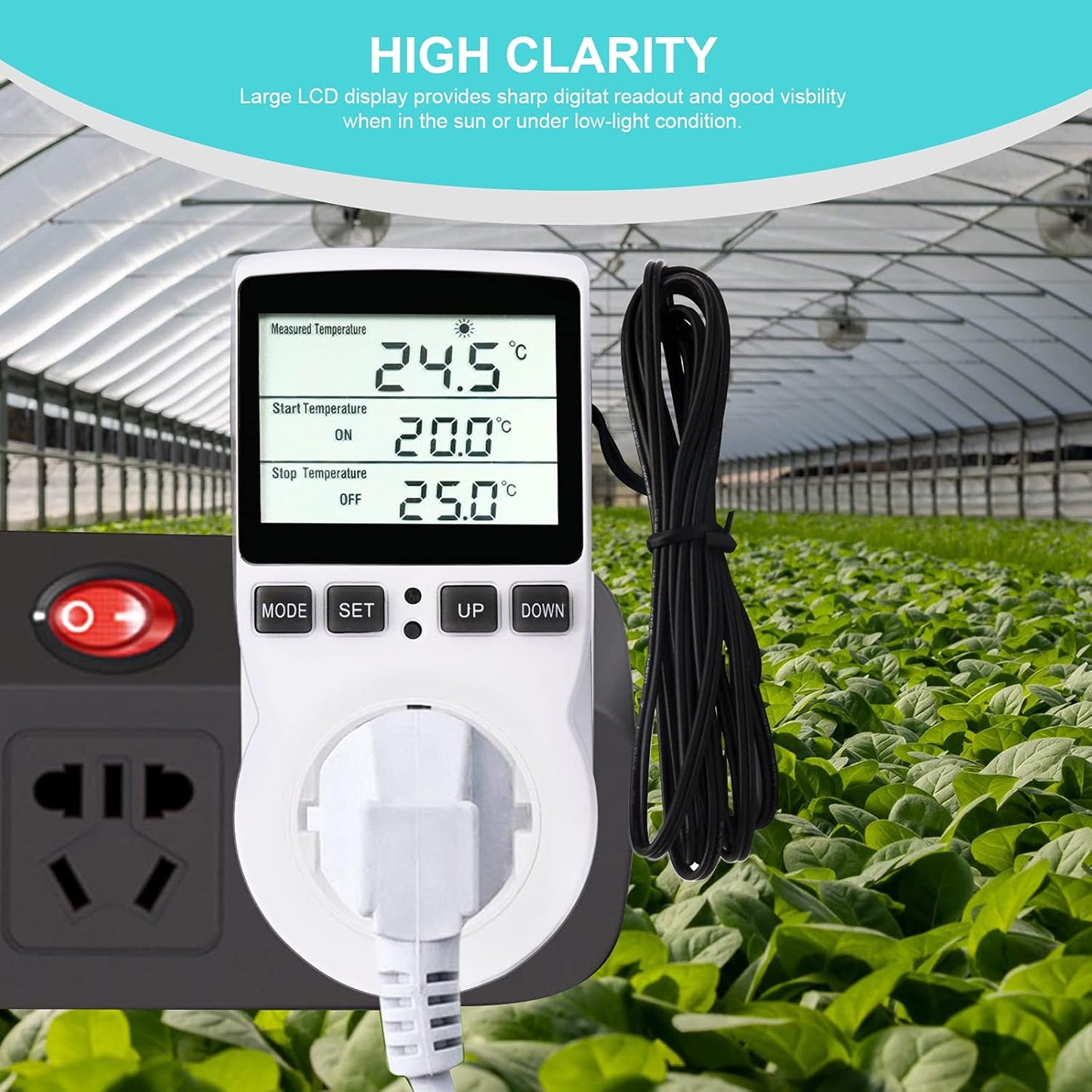 Digitale Termostato Regolatore Temperatura LCD Multifunzione Con Timer E Sonda per Serra, Acquario, Riscaldamento, Terrario, Acquario, Rettili, Incubatore (EU)