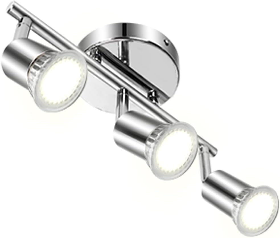 Faretti LED Soffitto Orientabili, Lampada Da Soffitto GU10, 3 Luci Lampadario Camera Da Letto Cucina Soggiorno 220V (Lampadine Non Incluse)