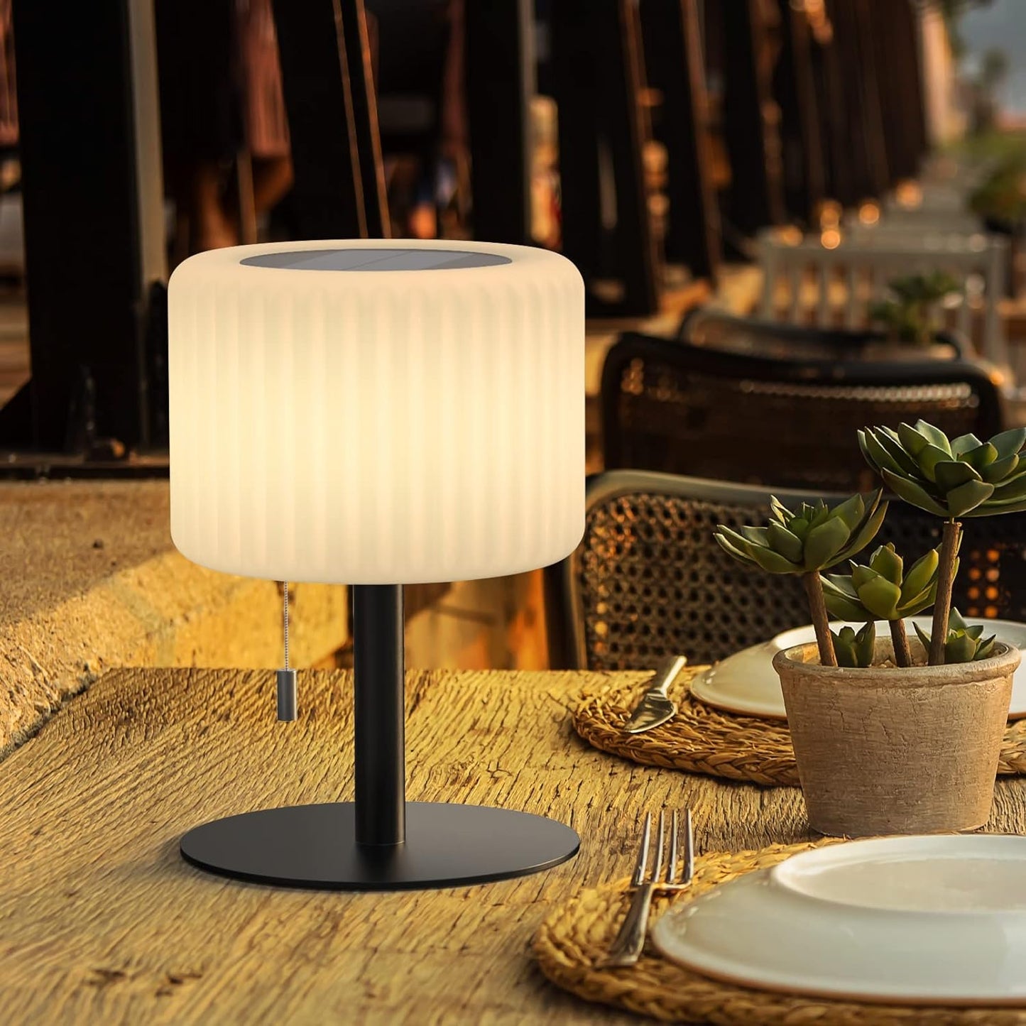 Lampada Da Tavolo Solare per Esterni, Dimmerabile, 7 Colori RGB, Lampada Da Tavolo per Esterni, Senza Fili, Ricarica USB E Solare, IP44, Impermeabile, Lampada Da Tavolo per Esterni, Giardino