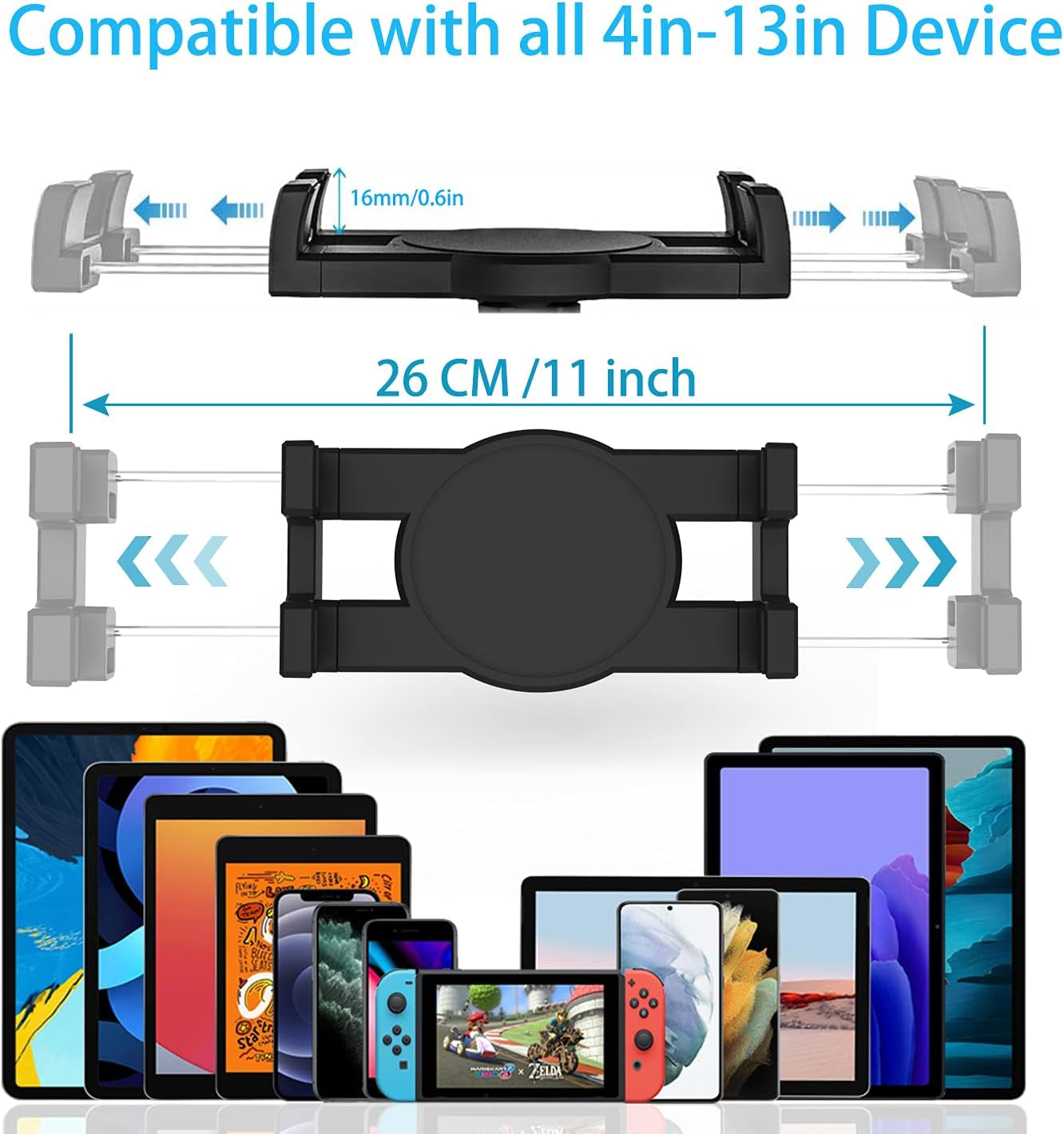 Collo Oca Supporto Tablet Auto Portabicchieri, Universale Porta Tablet Tazza Da Camion, Tapis Roulant, Bici Spinning, per Ipad Pro 12.9 Air Mini, Galaxy Tabs, Iphone 4-13" Cellulare E Tablet