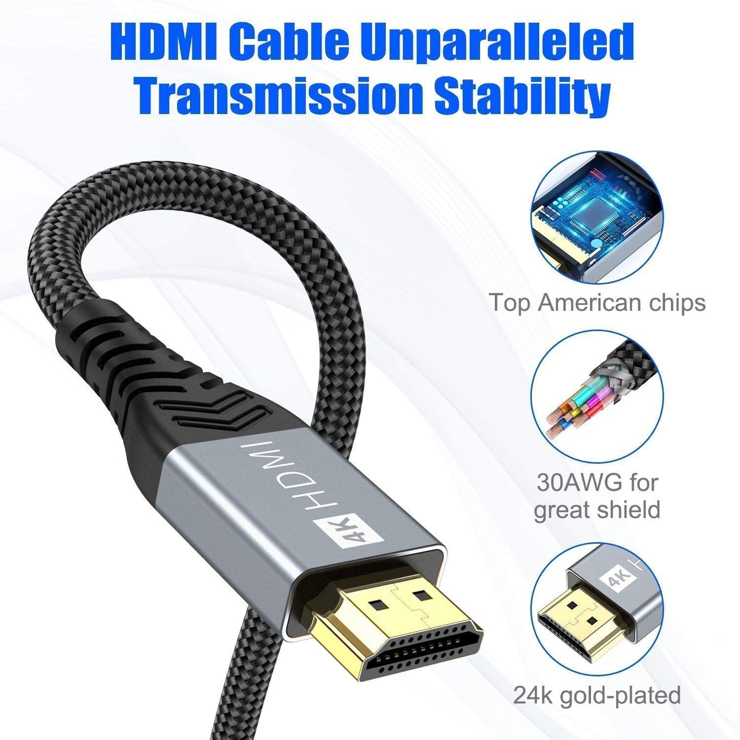 Cavo HDMI 5Metres, 4K 5M High Speed HDMI 2.0 Cavo 4K @ 60Hz 18Gbps Compatibile Con HD 1080P, HDR, High Speed with Ethernet, ARC, PS3/PS4, Xbox One/360, HDTV E Monitor