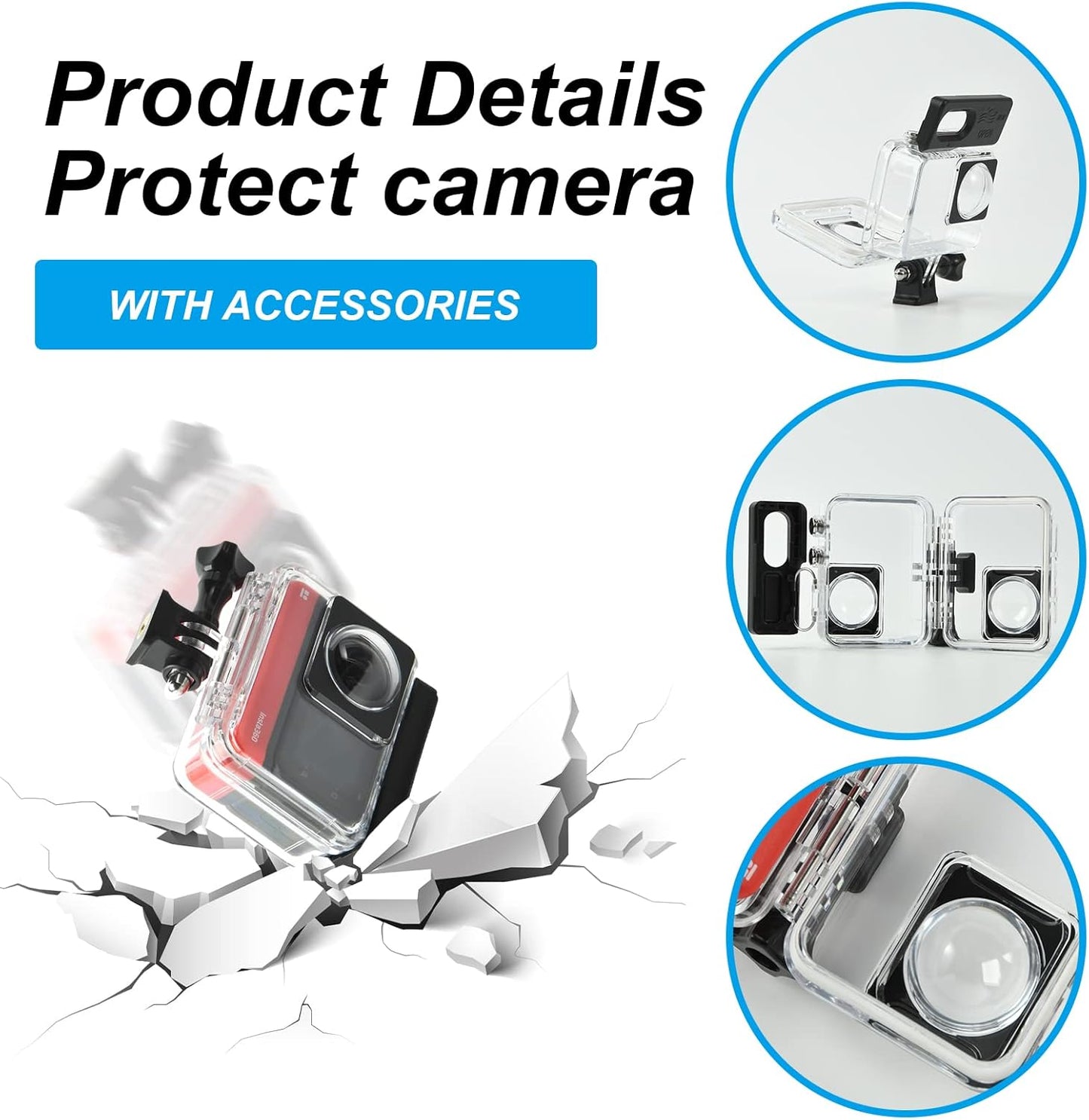 Custodia Impermeabile per Insta360 ONE RS Twin Edition, Guscio Protettivo Subacqueo 30 M Con Accessori per Staffa