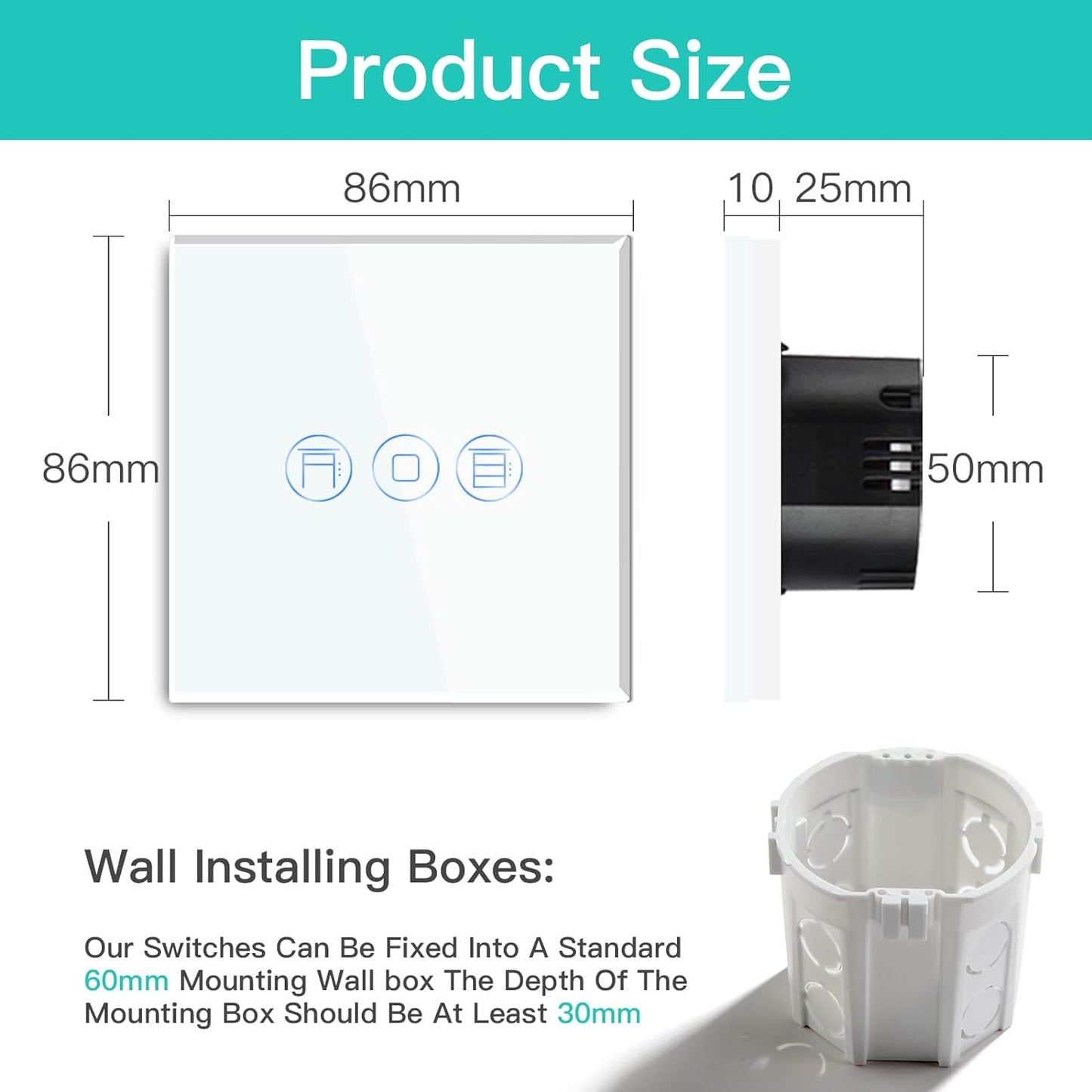 Interruttore Intelligente Wi-Fi per Tapparelle, Telecomando E Funzione Timer Con Smart Life/Tuya APP, Funziona Con Alexa Echo E Google Home, Interruttore per Tapparelle Wifi Con Pannello Touch