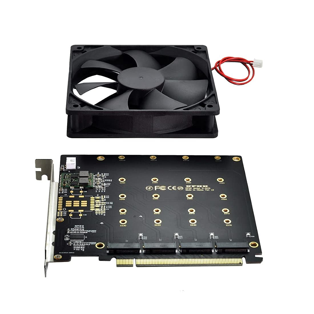 CY M.2 NVME Gen 3.0 Adattatore NVME M.2 AHCI X4 a PCI-E Express 3.0 Gen3 X16 Raid Card Con Ventola VROC Raid0 Hyper Adapter