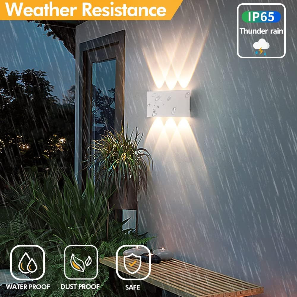 2 Pack Lampada Da Parete Esterno/Interno LED Applique Da Esterni 12W 1200LM up down Faretto Da Parete IP65 Impermeabile Moderno Lampade Muro Alluminio Bagliore Su E Giù (Bianco 4500K Luce Naturale)