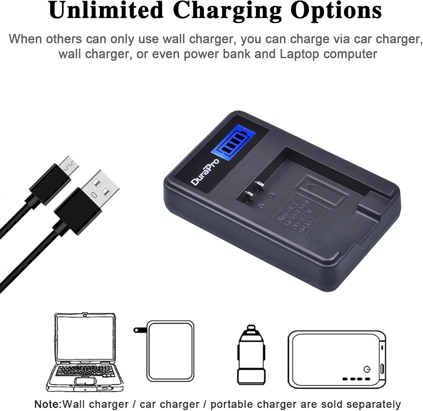Durapro 2Pcs LI-90B,LI-92B Battery + LCD USB Charger for Olympus Tough TG-5, Tg-Tracker, SH-1, SH-2, SP-100 IHS, Tough TG-1 Ihs, Tough TG-2 Ihs, Tough TG-3, Tough TG-4, SH50 Ihs, SH60, XZ-2 Ihs Camera