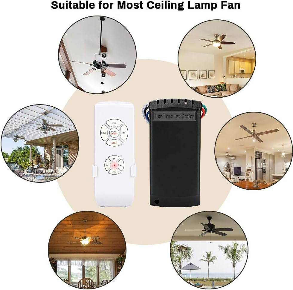 Kit Telecomando Ventilatore, Kit Telecomando Wireless Universale per Ventilatore a Soffitto Con 4 Tempi 3 Velocità E Controllo Della Luce per La Sala Espositiva Dell'Hotel per L'Ufficio