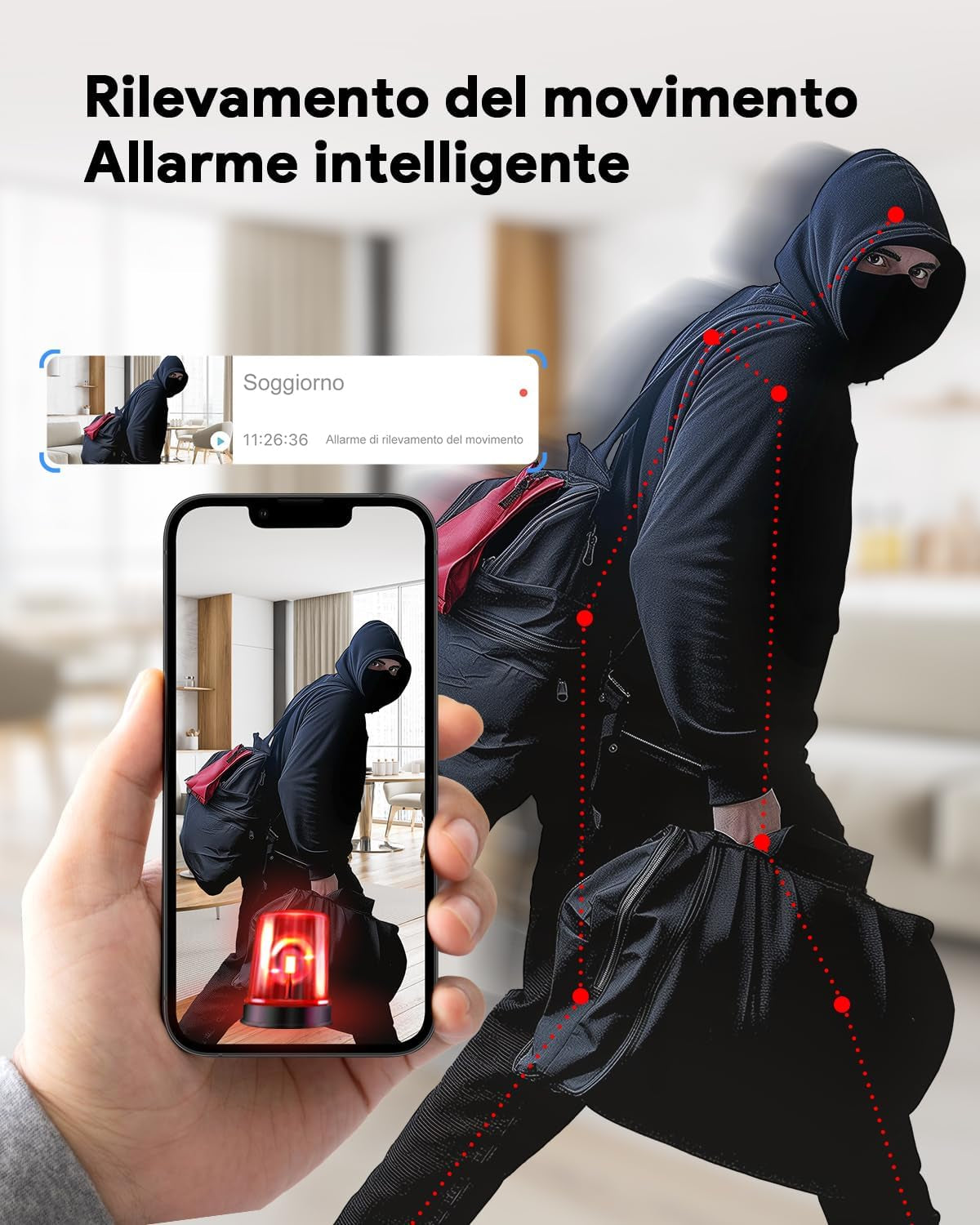 Telecamera Spia Wifi Interno, 4K HD Mini Nascosta Telecamera | Archiviazione Gratuita Su Cloud E Scheda SD | Rilevamento Di Movimento | Batteria Da 3000 Mah | Con Scheda Di Memoria Da 32GB
