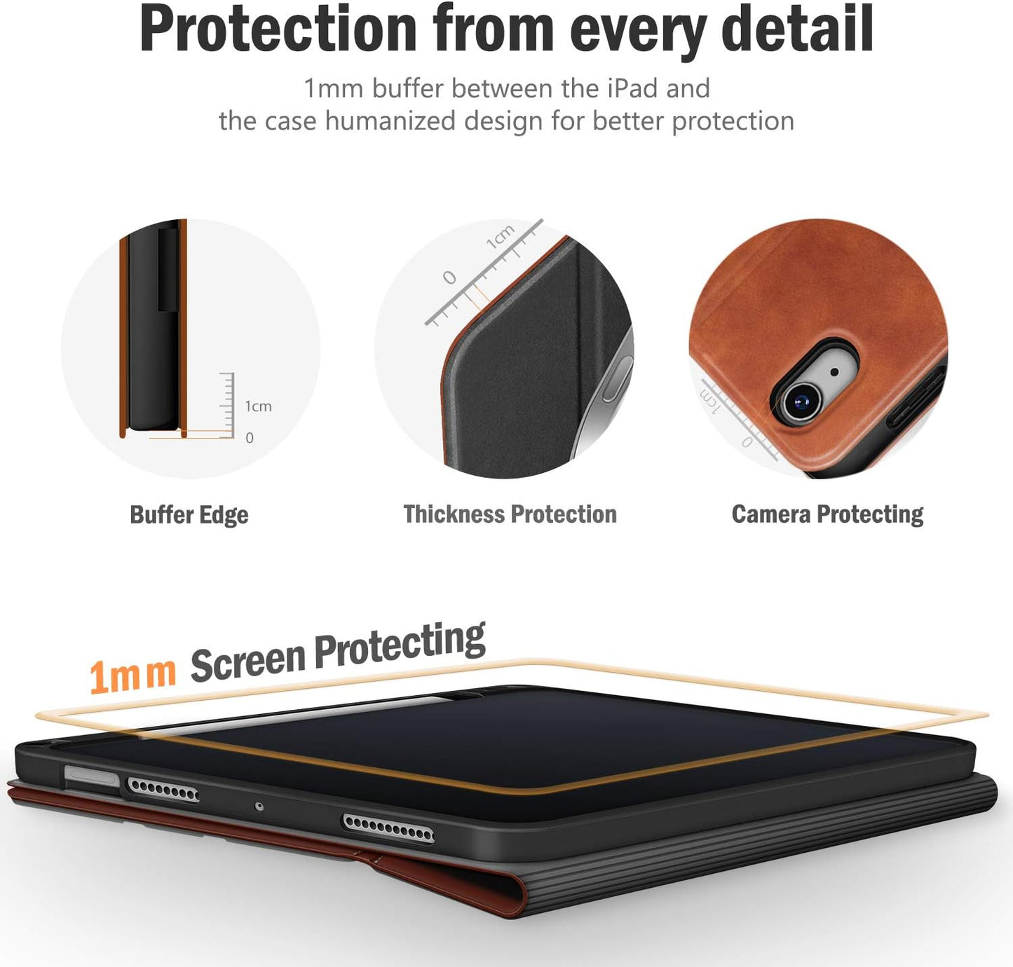 Custodia per Ipad Air 5ª/4ª Generazione 2022/2020 10,9 Pollici in Pelle PU Con Portapenne, Angolo Di Supporto Regolabile, Funzione Di Auto Sveglia/Sonno (Marrone)