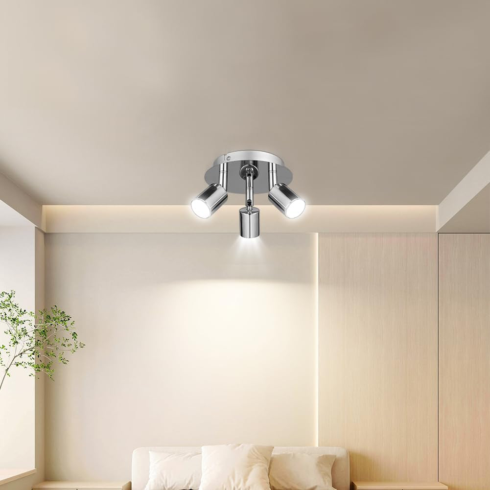 Faretti Da Soffitto Orientabili, Faretti LED Da Soffitto Con 3 Attacco GU10, Lampadario Faretti LED Soffitto, Moderna Faretto Da Parete Interno per Barra, Cameretta, Cucina, Senza Lampadina