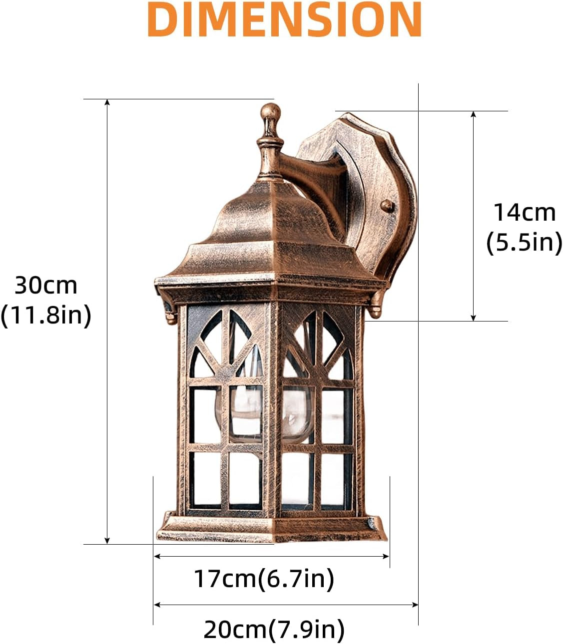 Applique Da Esterno Impermeabile,E27 IP44 Lampada Da Esterno Interno Retrò,Applique Da Parete Esterno Realizzata in Vetro E Alluminio,Per Casa Porta Di Casa Scale Giardino