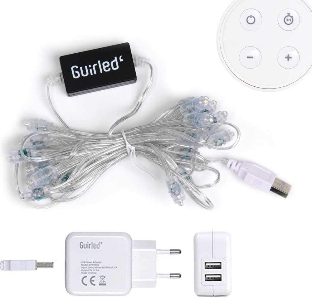 Ghirlanda Luminoso a LED per Batuffoli Di Cotone USB - Telecomando Wireless - Luce Notturna per Bambini 2H - Adattatore Doppio USB 2A Incluso - 4 Intensità - 32 Sfere 4,8 M - Principessa