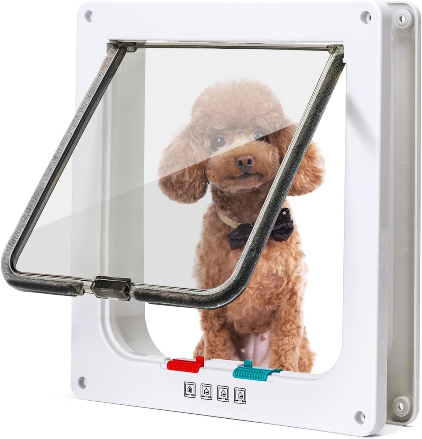 - Gattaiola per Gatti E Cani, Porta per Gatti a 4 Vie Con Magnete, Entrata E Uscita Controllabile Porta Scorrevole per Finestra Di Sicurezza per Animale Domestico (Bianca, XL)