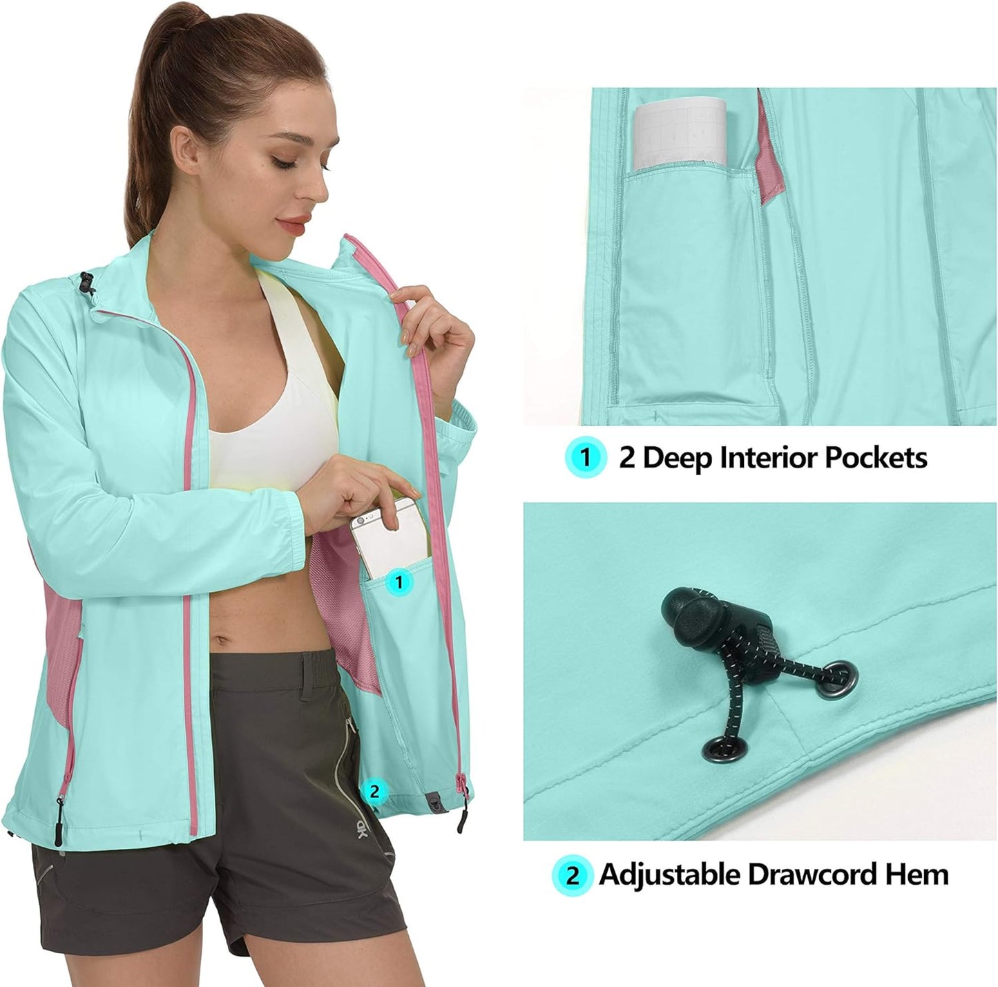 Giacca Leggera Da Donna, per Golf, Corsa, Ciclismo, Traspirante, Con Cappuccio