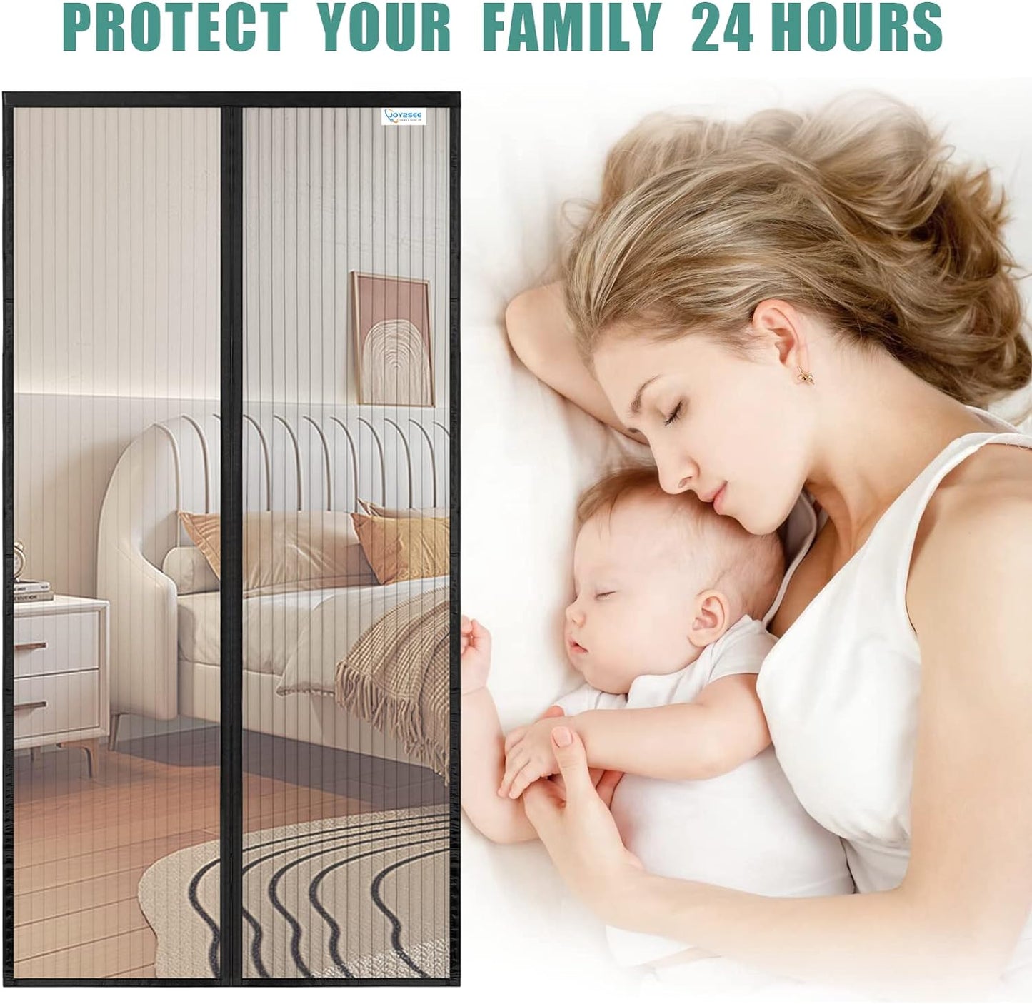 Zanzariera Porta Finestra 90X200, Zanzariera Magnetica Nero, Proteggere La Famiglia