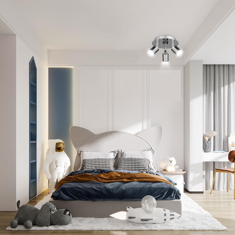 Faretti Da Soffitto Orientabili, Faretti LED Da Soffitto Con 3 Attacco GU10, Lampadario Faretti LED Soffitto, Moderna Faretto Da Parete Interno per Barra, Cameretta, Cucina, Senza Lampadina