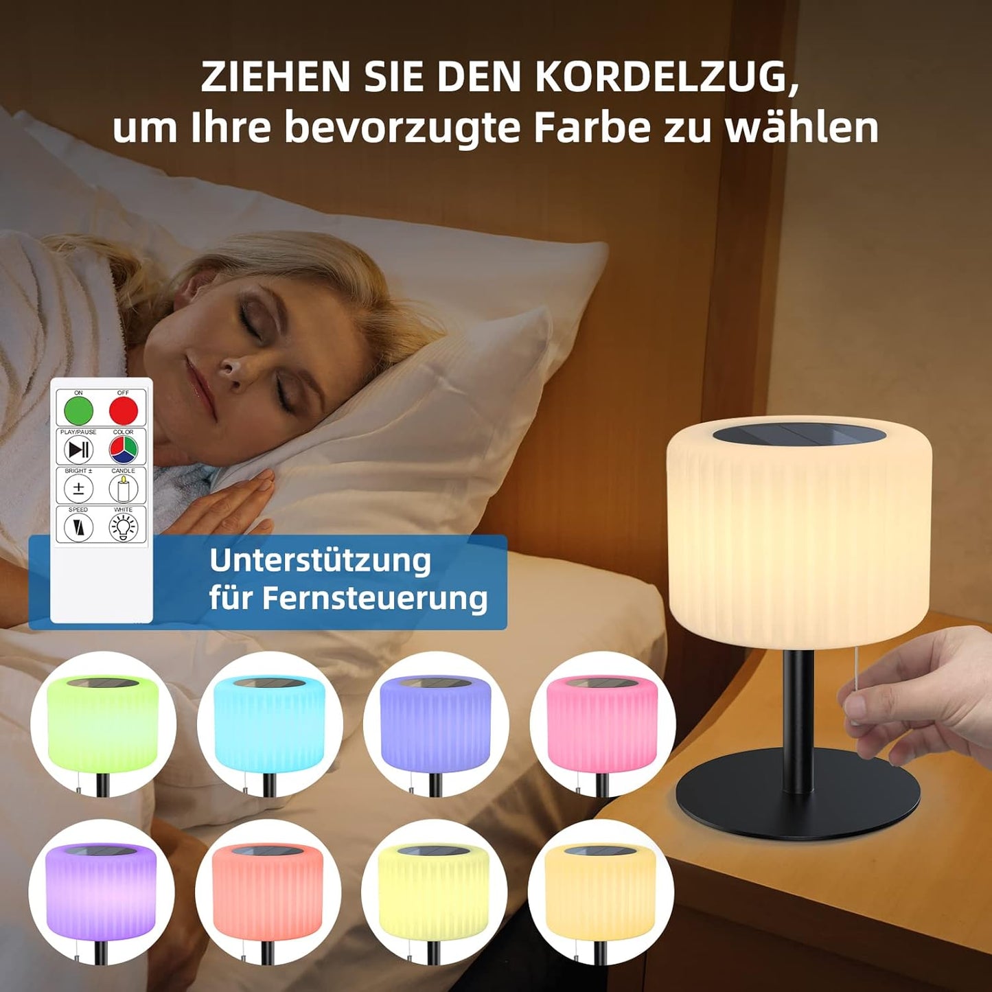 Lampada Da Tavolo Solare per Esterni, Dimmerabile, 7 Colori RGB, Lampada Da Tavolo per Esterni, Senza Fili, Ricarica USB E Solare, IP44, Impermeabile, Lampada Da Tavolo per Esterni, Giardino