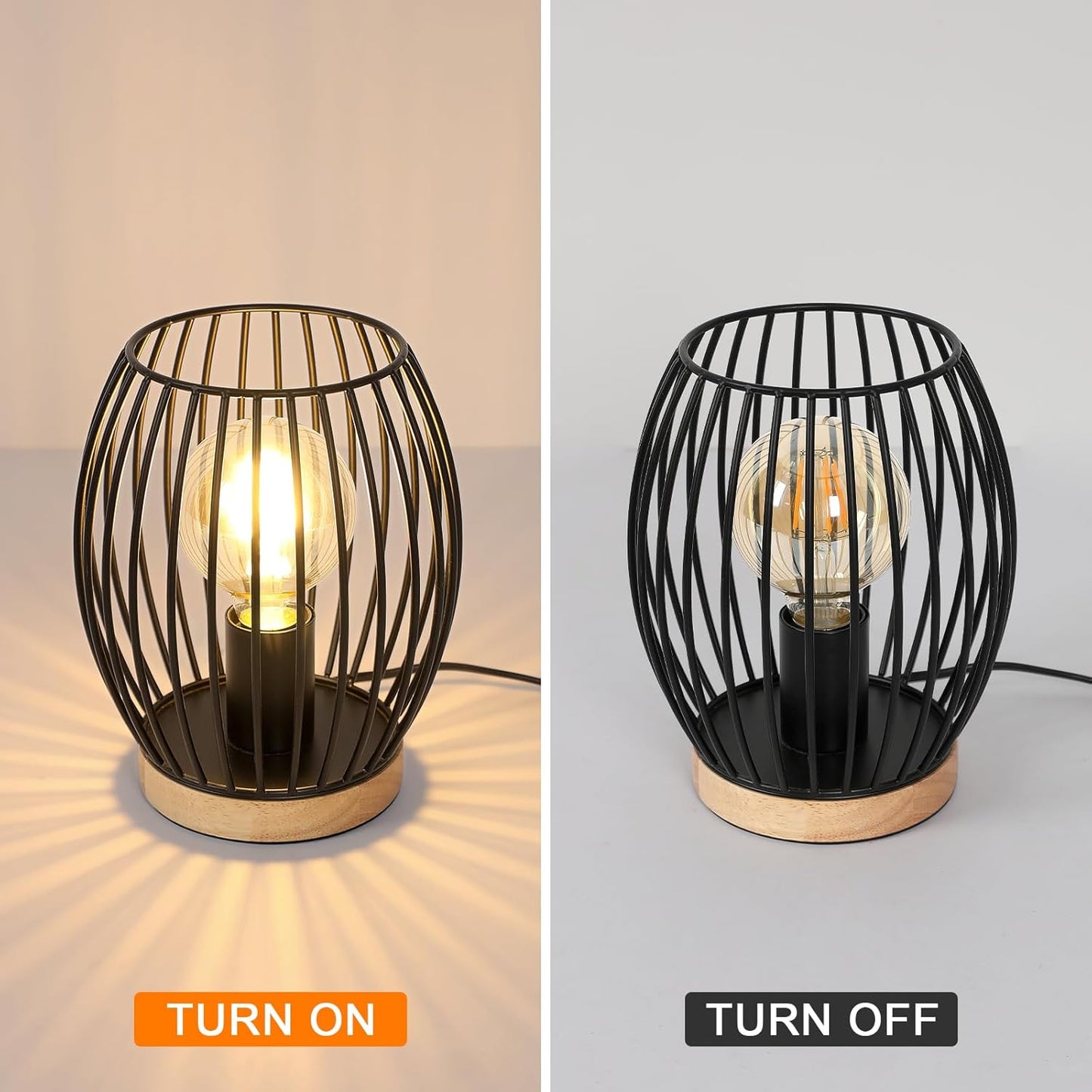 Lampada Da Tavolo Vintage, Lampada Comodino Camera Da Letto 21Cm Alta, E27 Lampada Da Comodino Nero per Camera Da Letto, Soggiorno, Matrimoni Feste Patio Eventi, Interruttore Incl