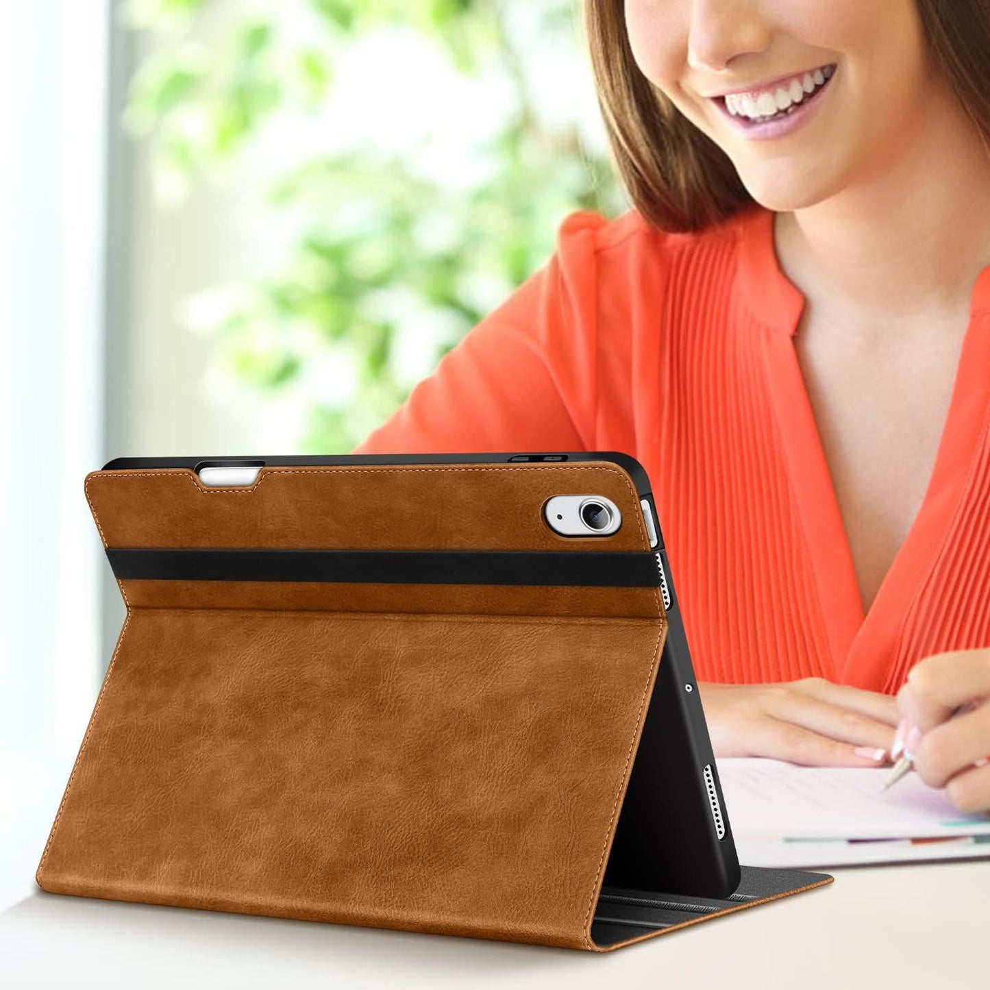HOLIMET Cover per Ipad Air 6 11" M2 2024, Ipad Air 5./4. Generazione (2022/2020) 10.9 Pollici Cover Con Pencil Holder, Custodia Auto Sveglia/Sonno Smart Folio Case, Supporto Multi-Angolo - Marrone