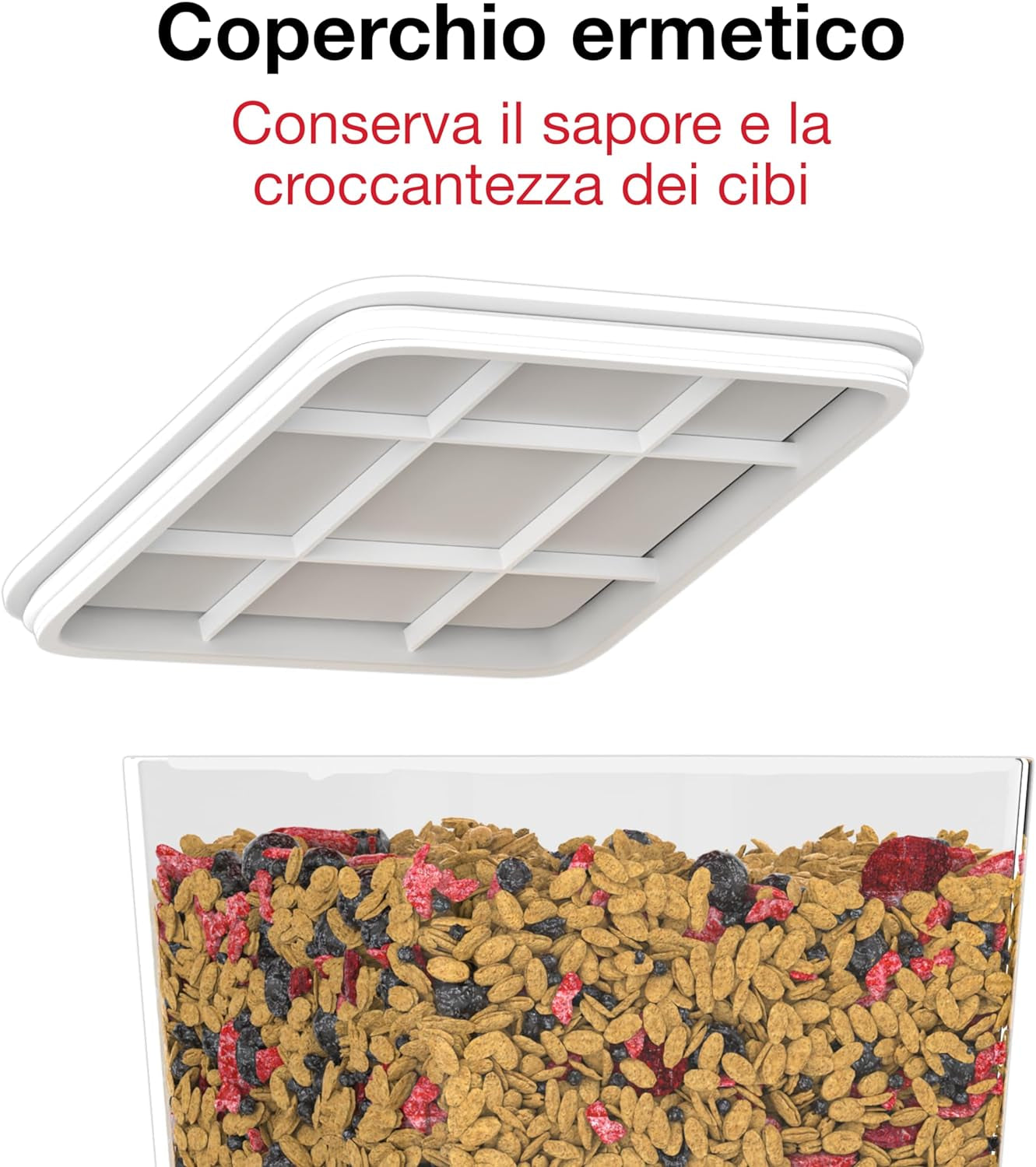 - Dispenser Cereali E Cibo - Capacità 5L - Distributore Di Muesli, Pasta - Dispenser Alimentare Cibo Cani E Gatti - Cucina, Colazione - Bianco - CR500