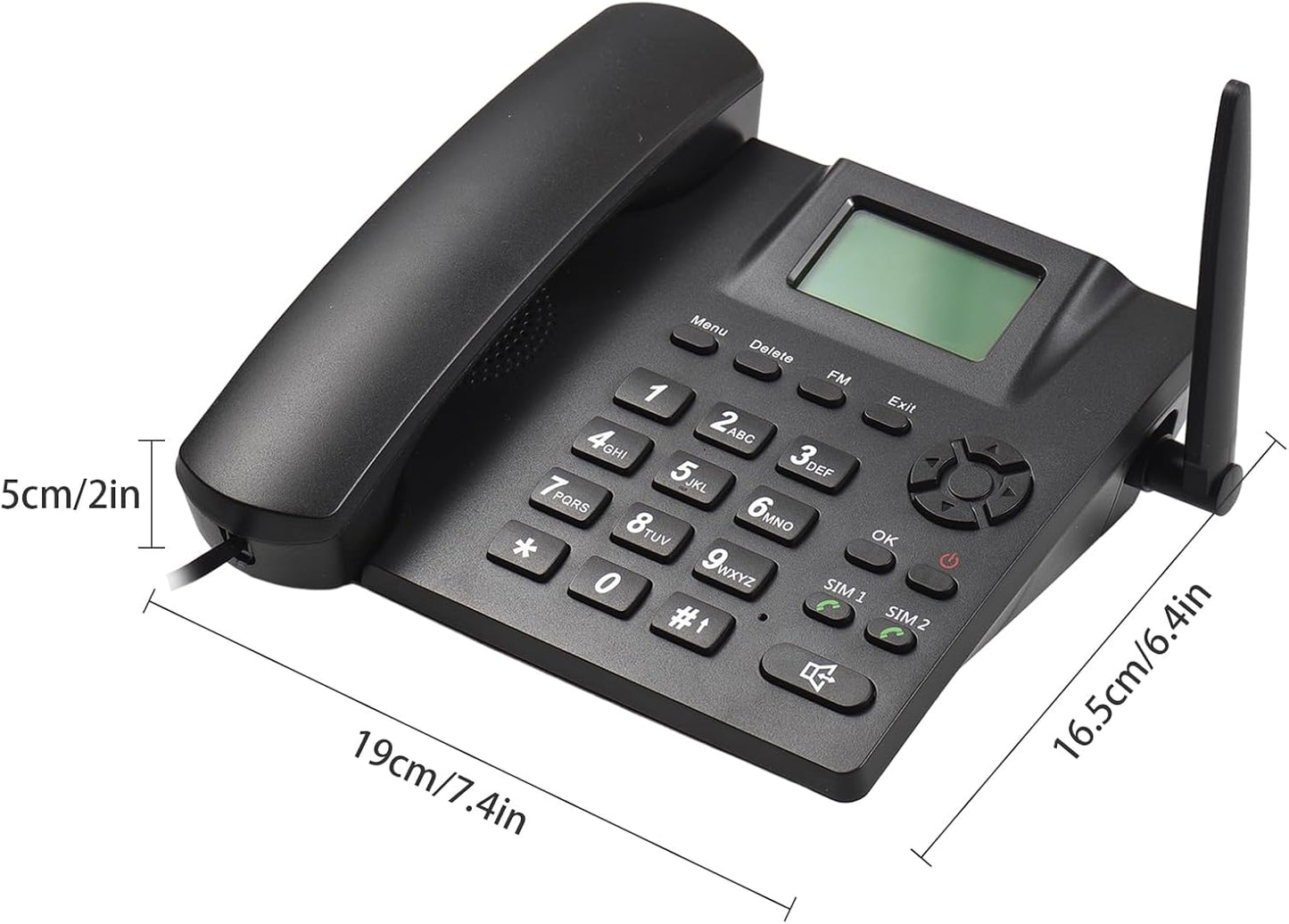 Telefono Fisso Con Sim, GSM850/900/1800/1900MHZ, Dual SIM Segnale 2G, Telefono Fisso Anziani Con Funzione Registrazione, per Casa, Ufficio, Hotel