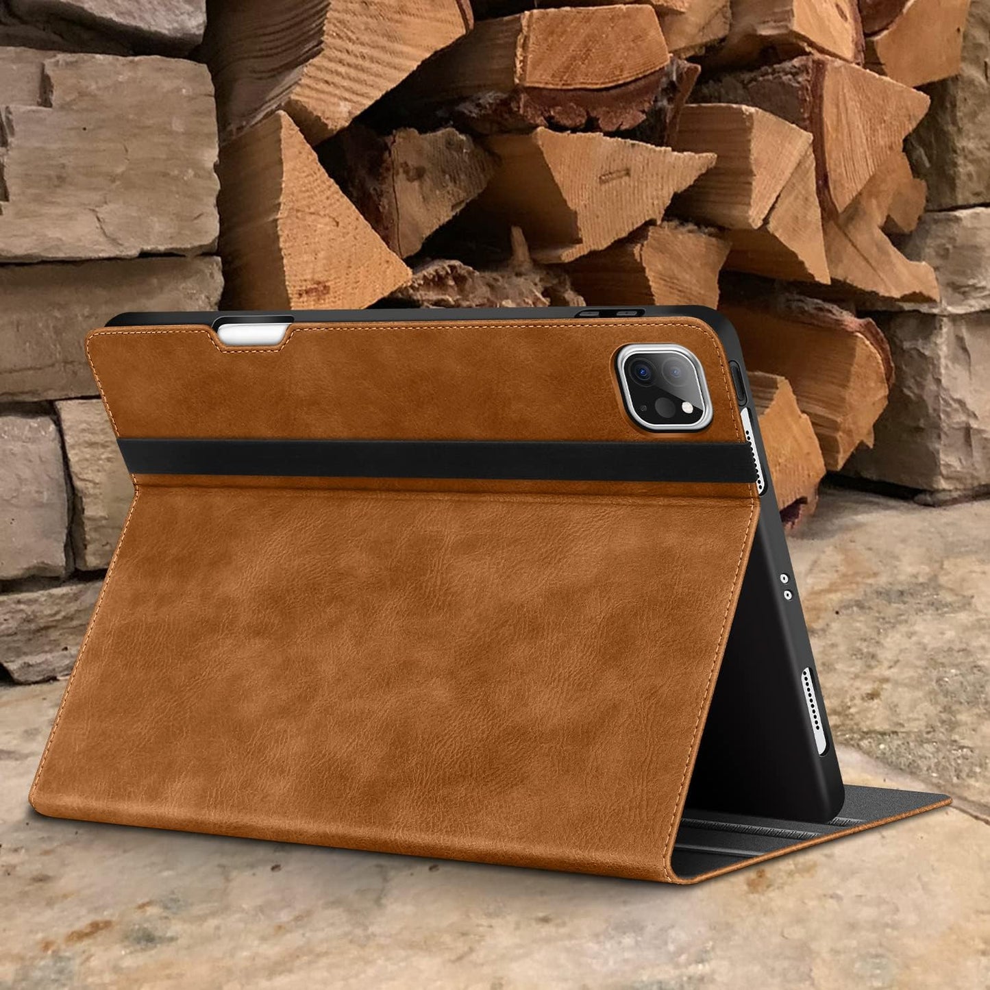 HOLIMET Custodia per Ipad Pro 12.9 2022 6 Generazione, 2022/2021/2020/2018 (6A/5A/4A/3A Gen) Smart Cover Con Pencil Holder per Pencil 2, Auto Svegliati/Sonno Case per Ipad Pro 12.9 Pollici (Marrone)
