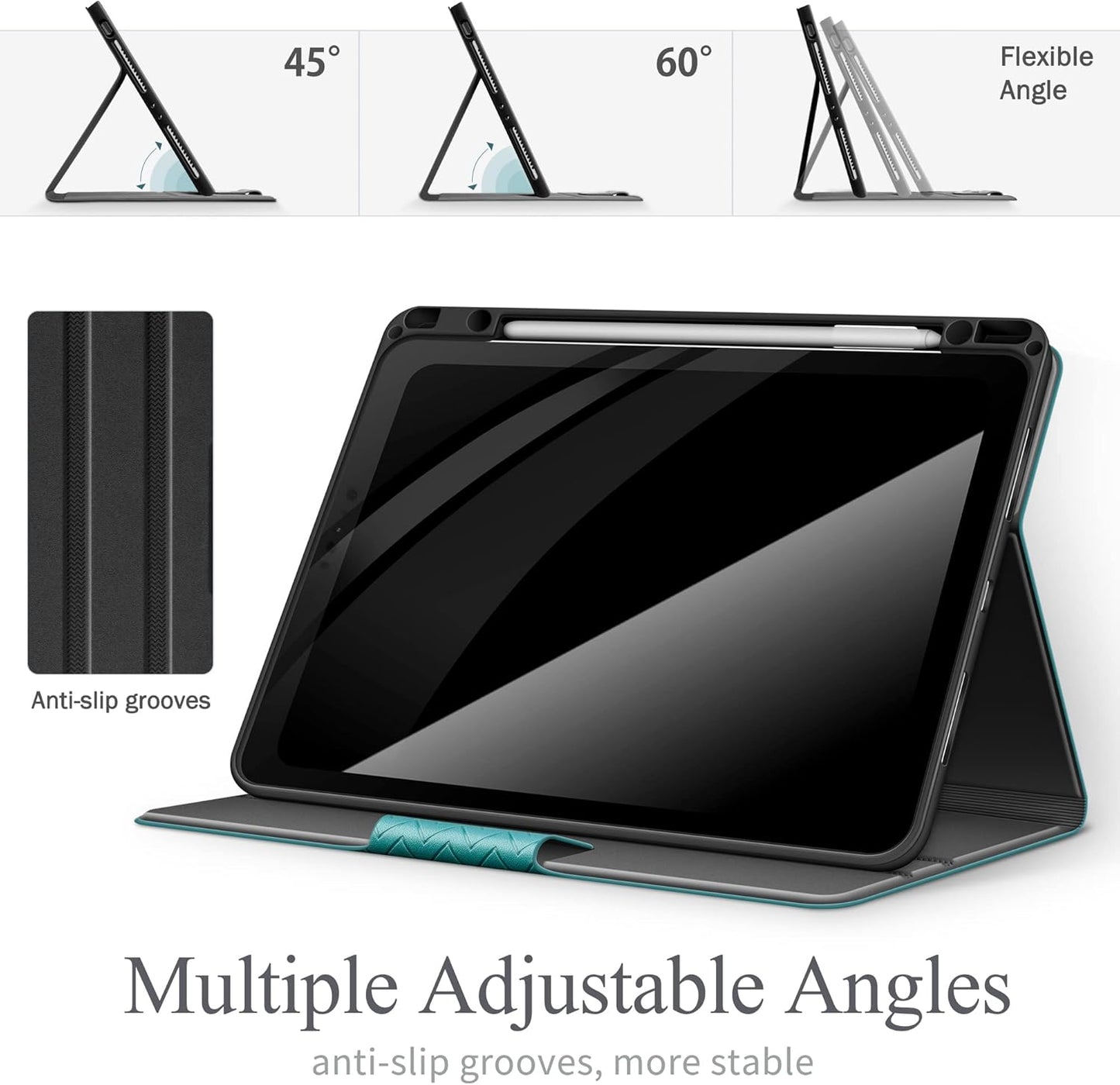 Custodia per Ipad Pro 12.9" 2021/2020/2018 (5A/4A/3A Generazione), Con Portapenne Integrato, Auto Svegliati/Sonno (Verde)