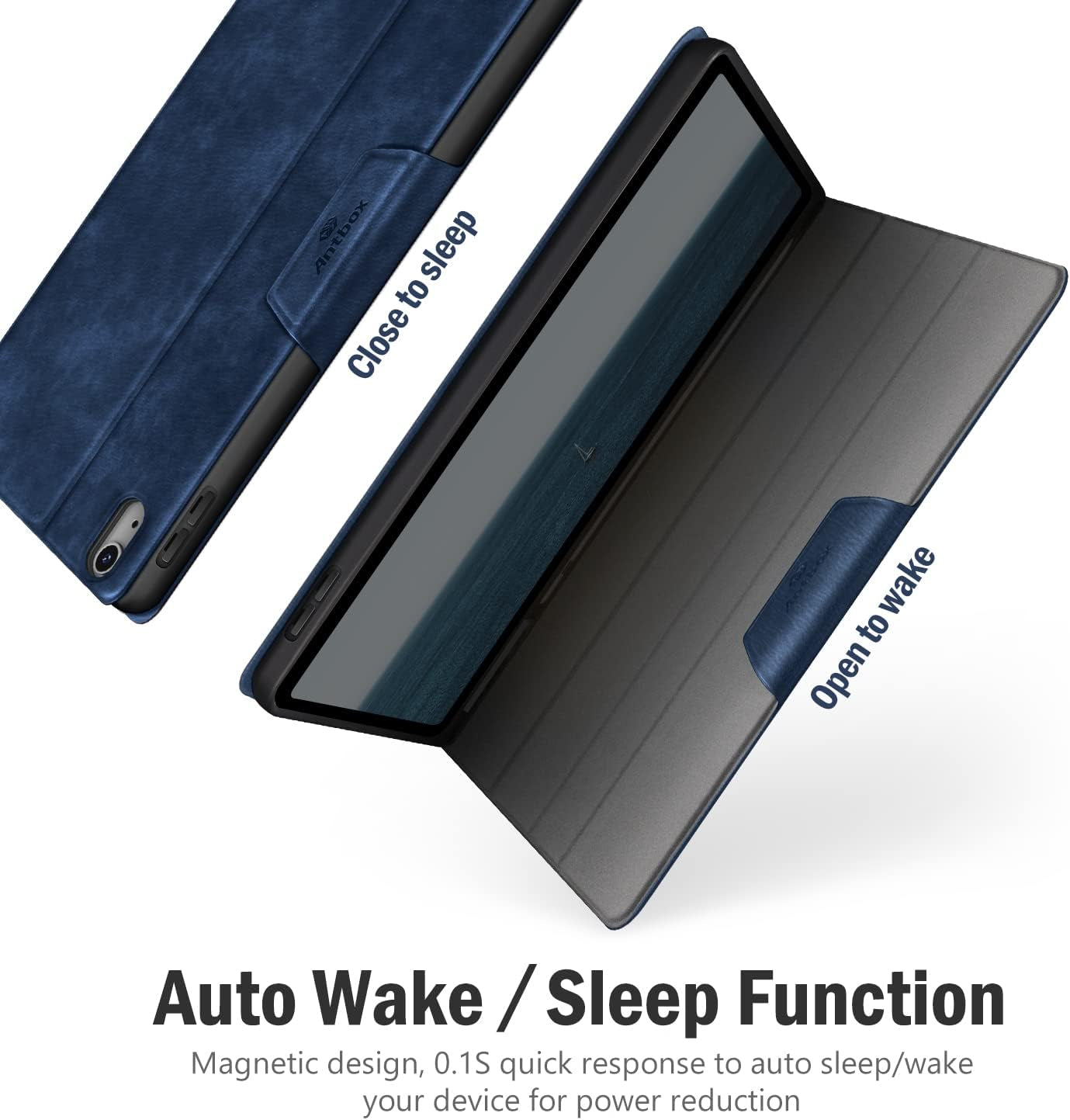 Custodia per Ipad 10ª Generazione 10,9 Pollici 2022 in Pelle PU Con Portapenne, Angolo Di Supporto Regolabile, Funzione Di Auto Sveglia/Sonno (Blu)