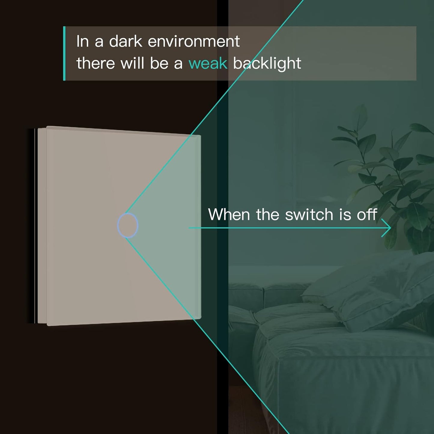 Interruttore Della Luce Touch, 1 Scomparto a 2 Vie, in Vetro Bianco, Interruttore Touch Screen, Funziona Con Lampada a LED Standard UE (Non Interruttore Intelligente)