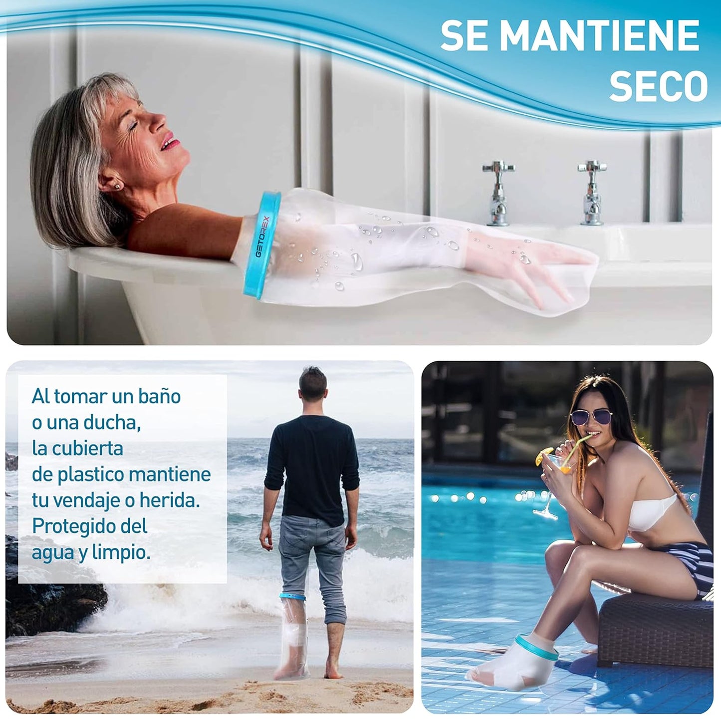 Getorex - Protezione in Gesso - Coprigonfiamento Braccio Adulto per Braccio Impermeabile - Custodia in Gesso per Adulti per Braccio Infortunato - Copertura Ermetica per Mantenere Asciutto Durante La