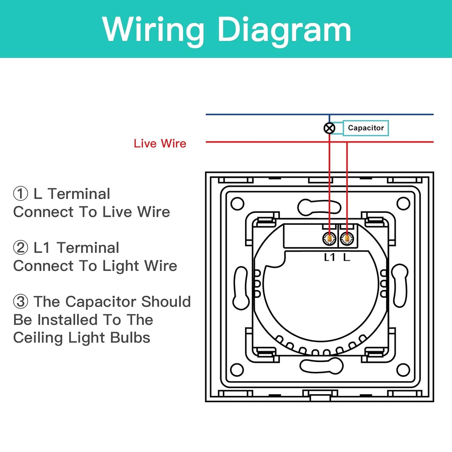 Interruttore Dimmer 1 Gang 1 Via,Interruttore Dimmer Led Con LED Display Light,Nero Dimmer Interruttore Touch Con Pannello in Vetro Temperato