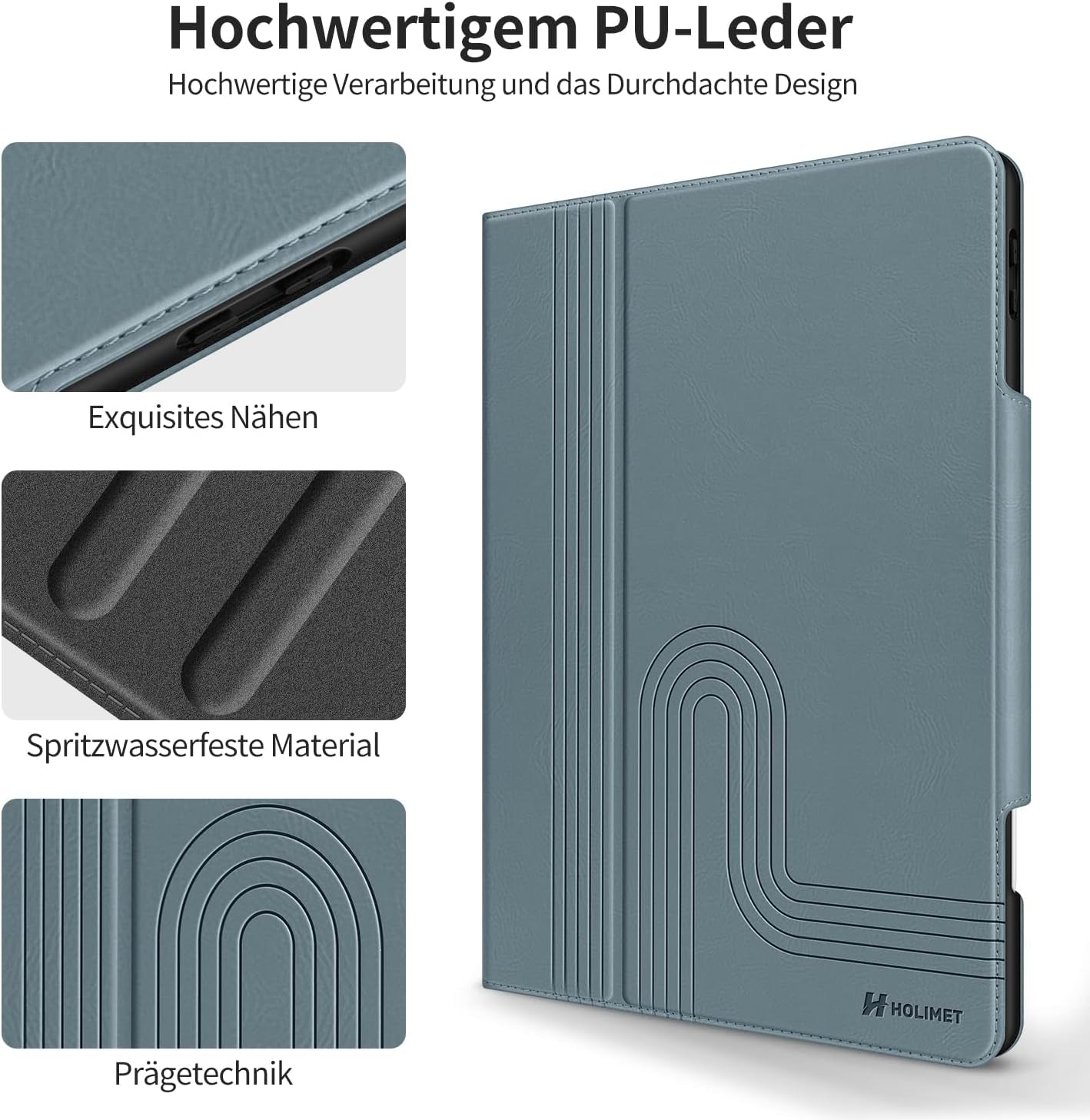 HOLIMET Custodia per Ipad Pro 11 2022 4 Generazione, 2021/2020/2018 (3/2/1A Gen) Ultra Smart Cover Con Pencil Holder per Pencil 2, Auto Svegliati/Sonno Case per Ipad Pro 11 Pollici - Blu