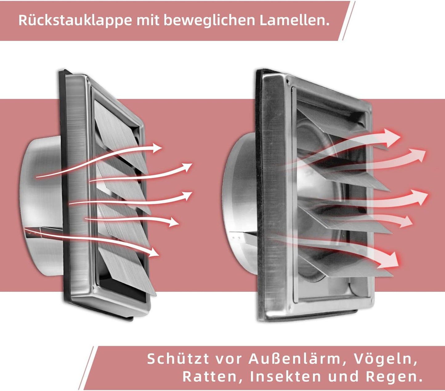 Griglia di protezione dalle intemperie in acciaio inox griglia di ventilazione lamelle mobili 100 mm 125 mm 150 mm