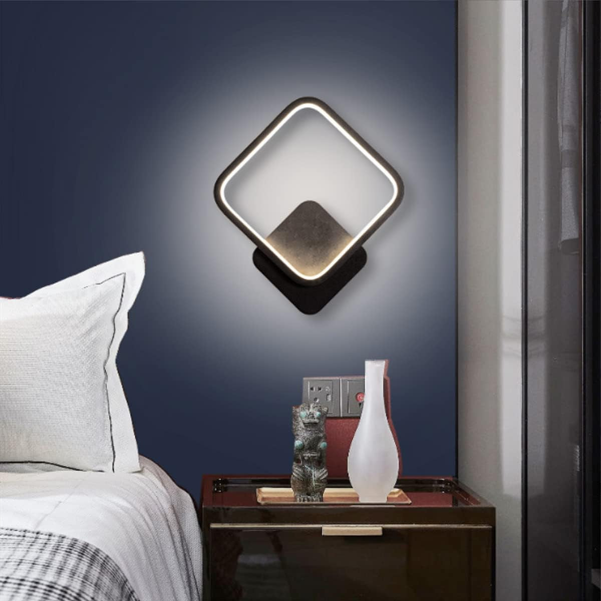 Applique Da Parete Interno,14W LED Moderno Lampada Da Parete,1400Lm Applique Da Parete Interno Nero,3 Temperatura Colori Lampada a Muro per Camera Da Letto Soggiorno Corridoio Scale 110-220V