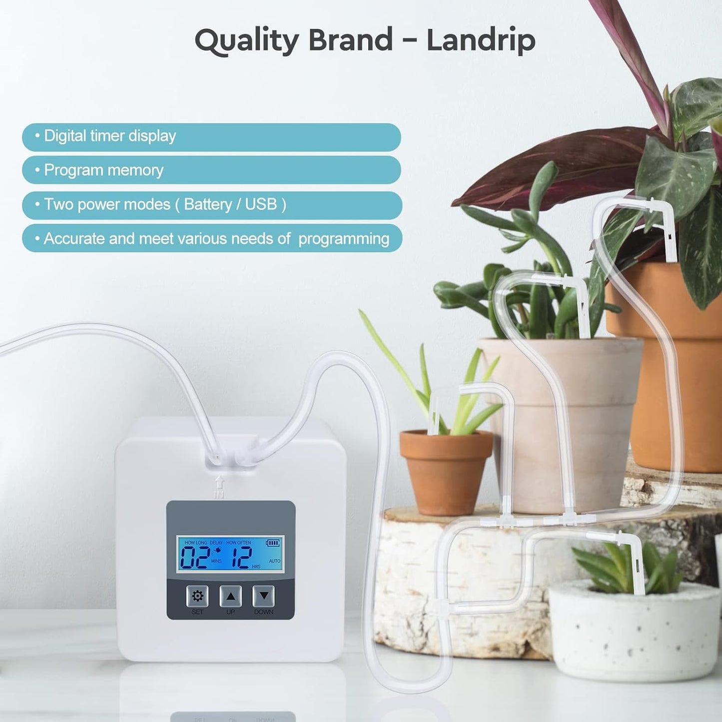 Irrigazione Automatica Vasi, Impianto Di Irrigazione Balcone Terrazzo, Sistema Di Irrigazione Automatica, Usb/Alimentazione a Batteria, Ideale per Le Vacanze