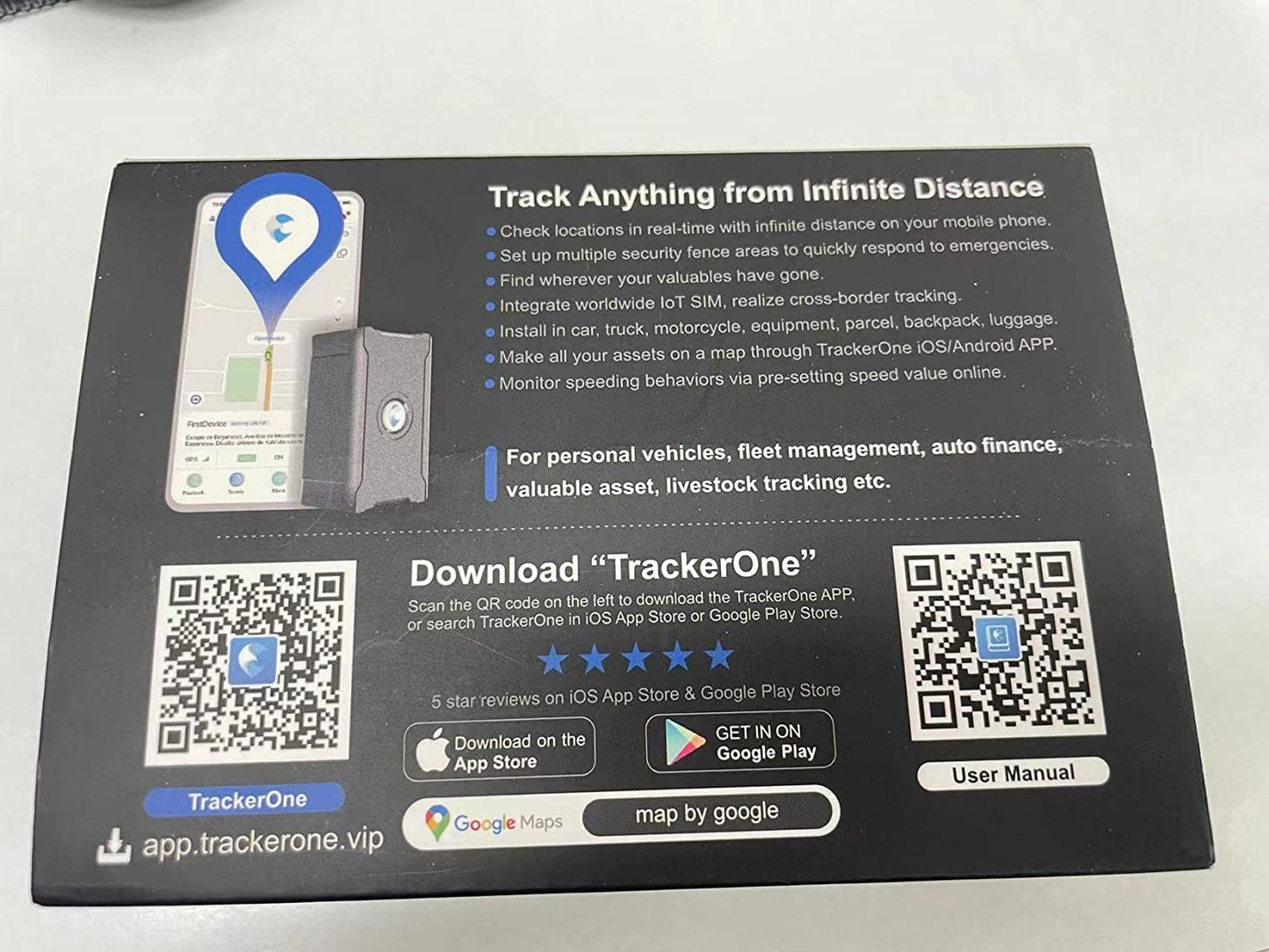 Localizzatore GPS per bambini, cani, moto, auto, veicoli, ricerca oggetti, dispositivo di localizzazione Aggiornamenti istantanei 10S, batteria ricaricabile da 6000 mAh, recinzione geografica, antifurto remoto, copertura globale completa