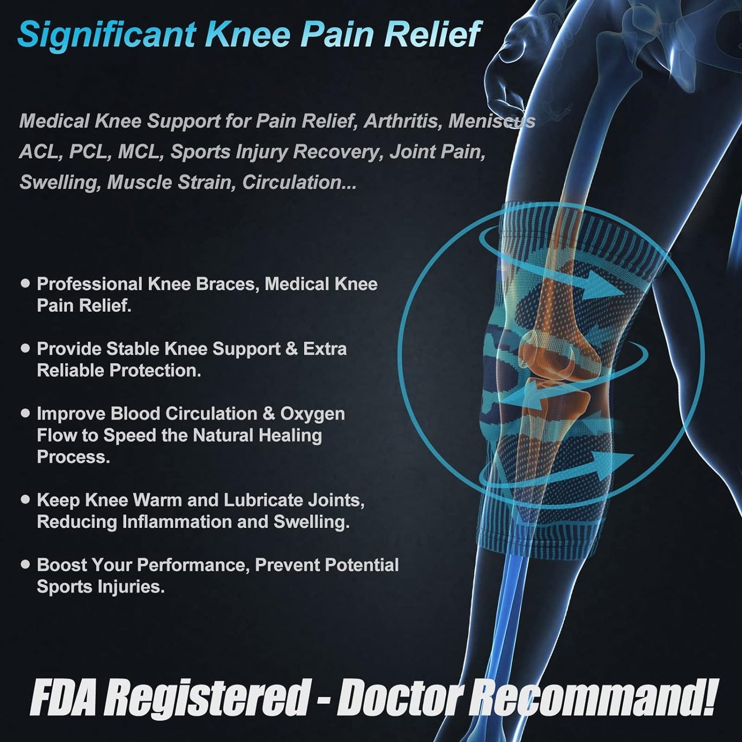 - Ginocchiera Di Compressione, Con Cuscinetti in Gel per Patella E Stabilizzatori Laterali a Molla, Protezione Medica per Corsa, Menisco, Artrite, Sollievo Dal Dolore Articolare, ACL, Recupero