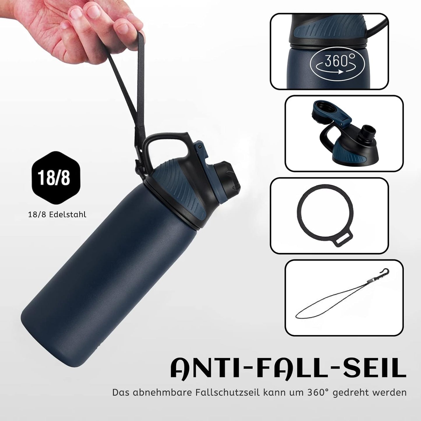 Borraccia Termica Con Tappo Magnetico 1L, 800Ml, 600Ml, 400Ml Bottiglia Termica per Bambini - Senza Bpa/Senza Perdite Borracce Acciaio Inox per Scuola, Sport, Palestra, Ciclismo