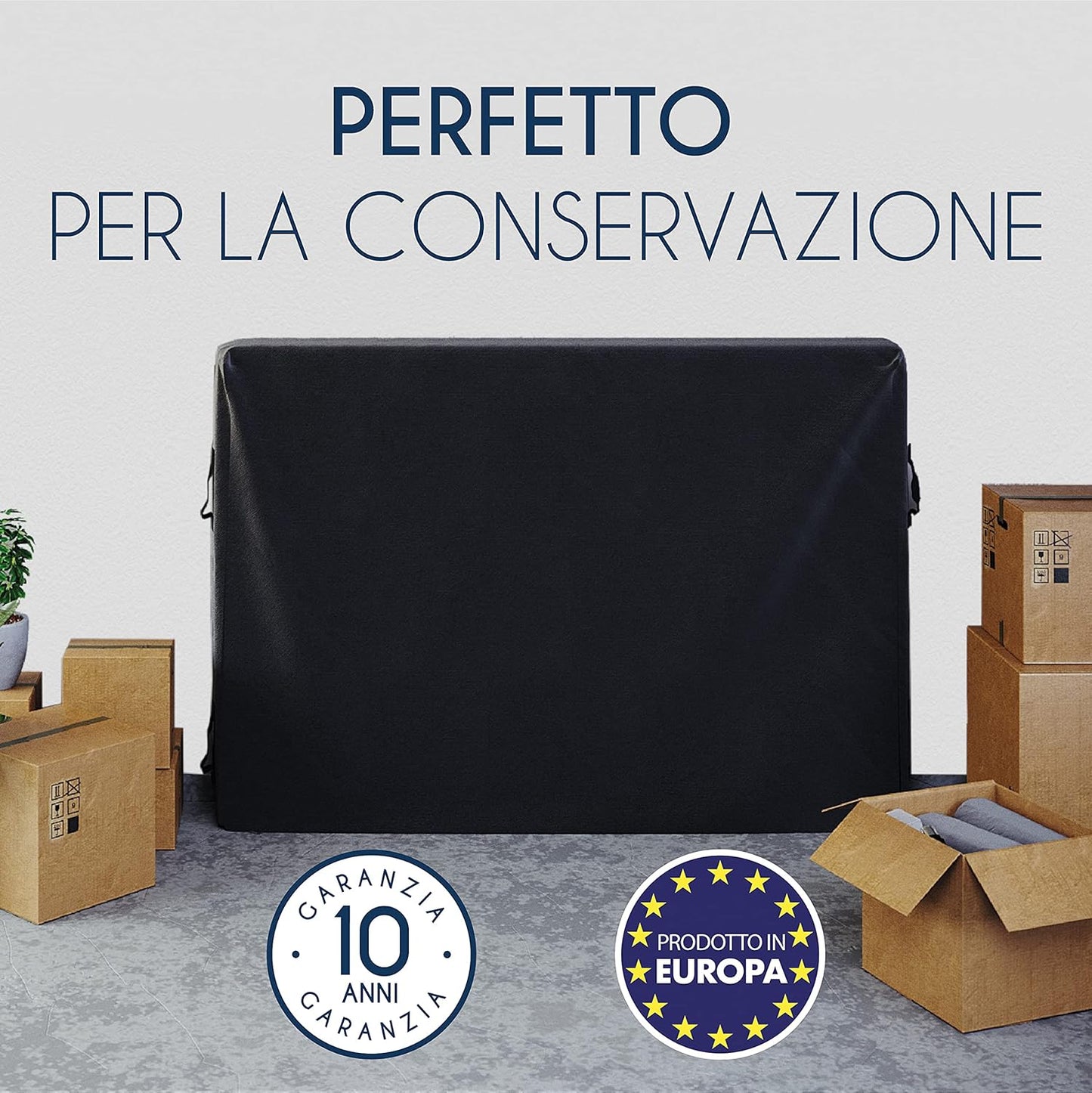 Custodia Materasso 140X190/200 Trasloco E Stoccaggio (Made in EU E OEKO-TEX - Spessore 30Cm) - Coprimaterasso Con Cerniera E 4 Maniglie