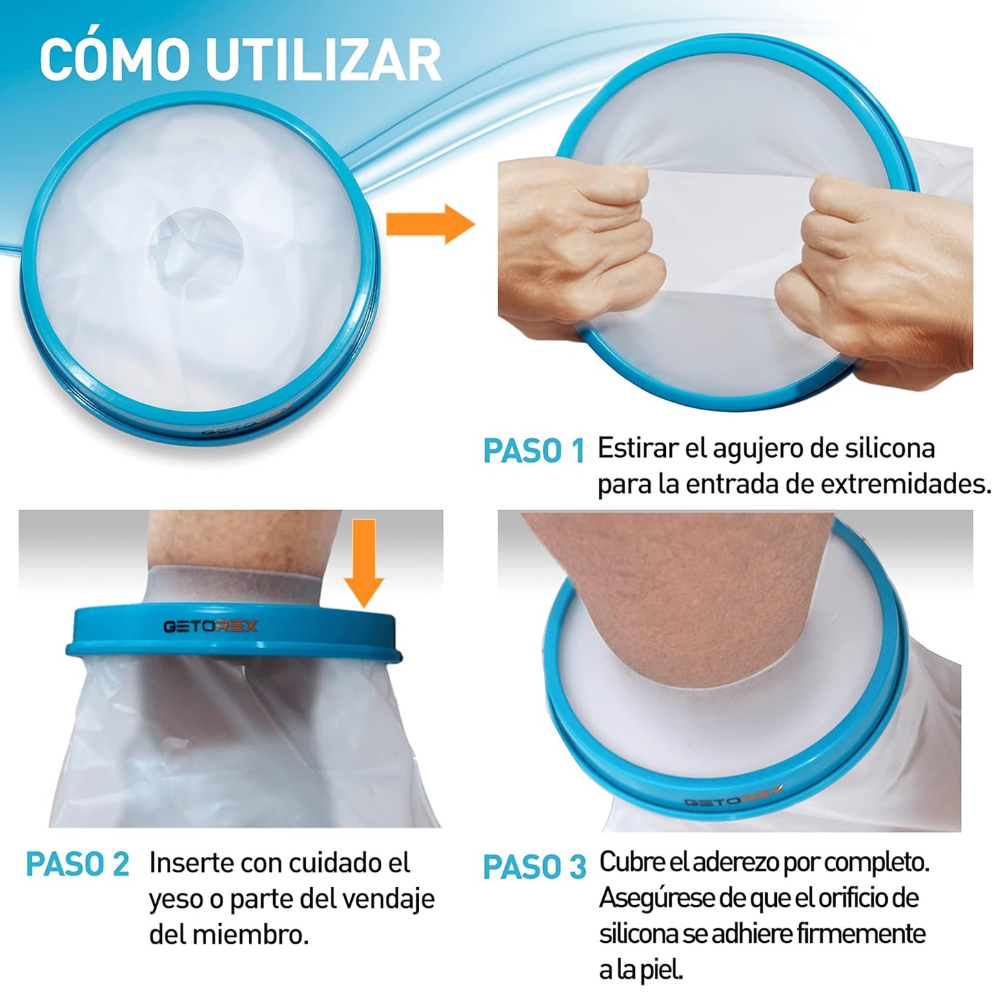 Getorex - Protezione in Gesso - Coprigonfiamento Braccio Adulto per Braccio Impermeabile - Custodia in Gesso per Adulti per Braccio Infortunato - Copertura Ermetica per Mantenere Asciutto Durante La