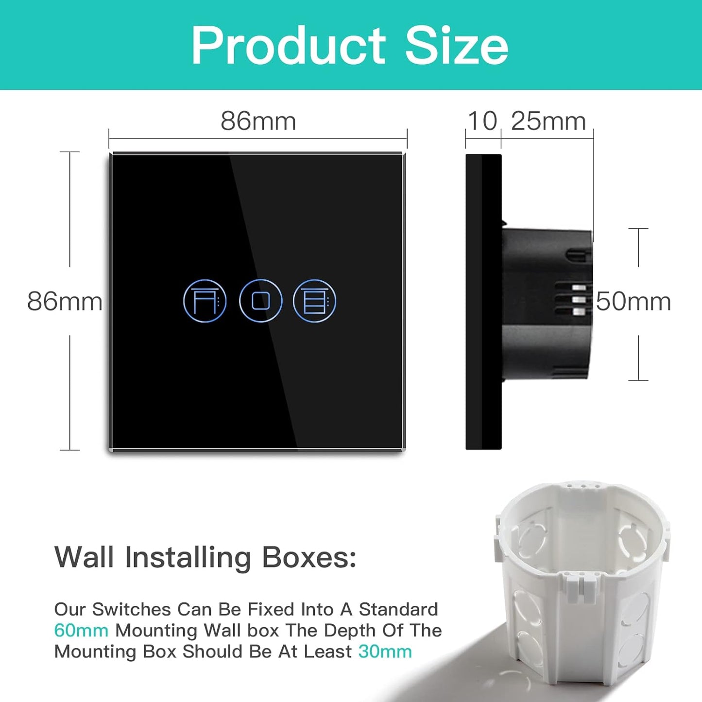 Interruttore Intelligente Wi-Fi per Tapparelle, Telecomando E Funzione Timer Con Smart Life/Tuya APP, Funziona Con Alexa Echo E Google Home, Interruttore per Tapparelle Wifi Con Pannello Touch