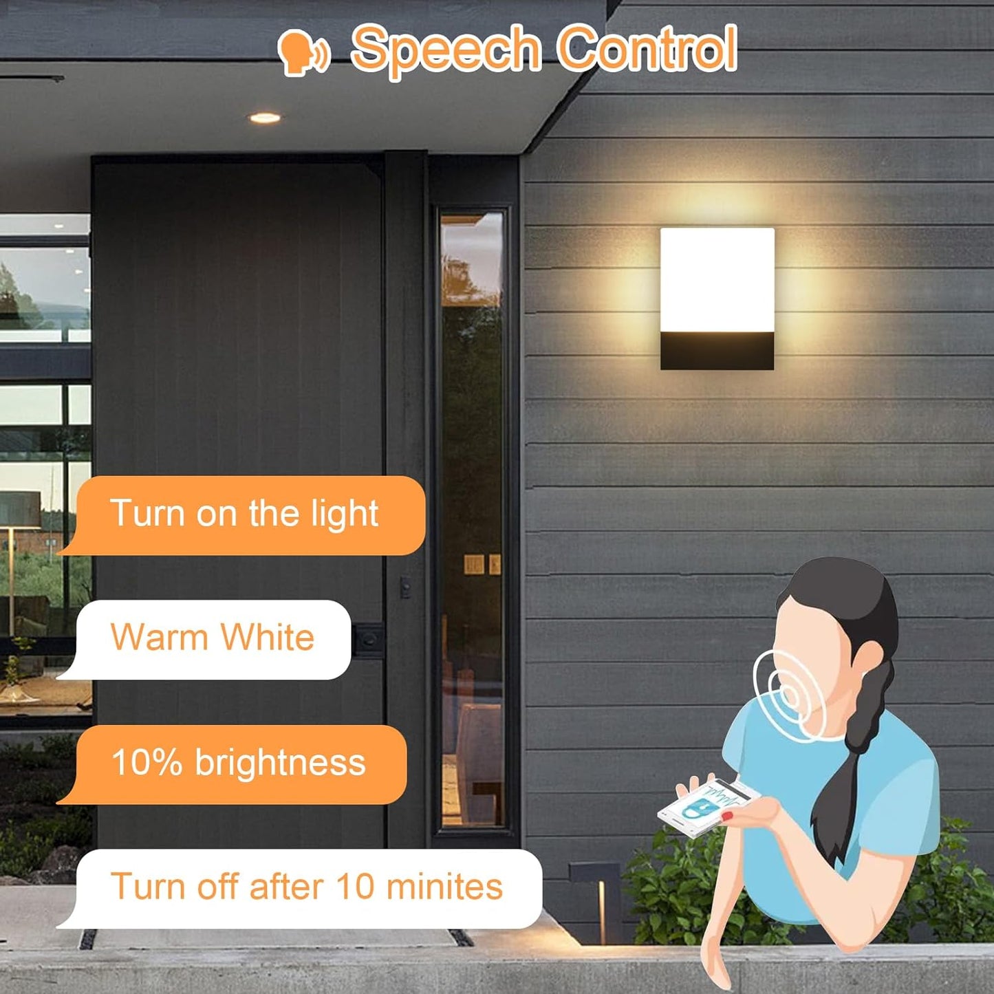 Dimmerabile Applique Da Parete Esterno Impermeabile IP65 Lampada Da Parete 18W Luce Da Muro LED Con 2.4G Telecomando APP Controllo 2700K-6500K Regolabile per Balcone, Giardino Veranda Via
